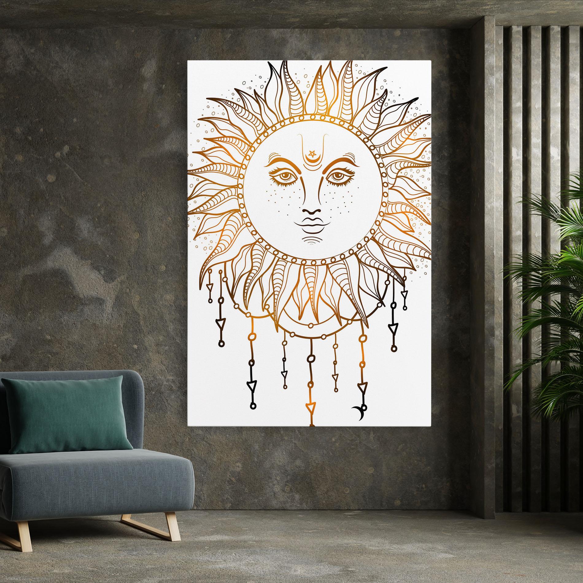 Vászonkép Gold Sun Face mockup 7