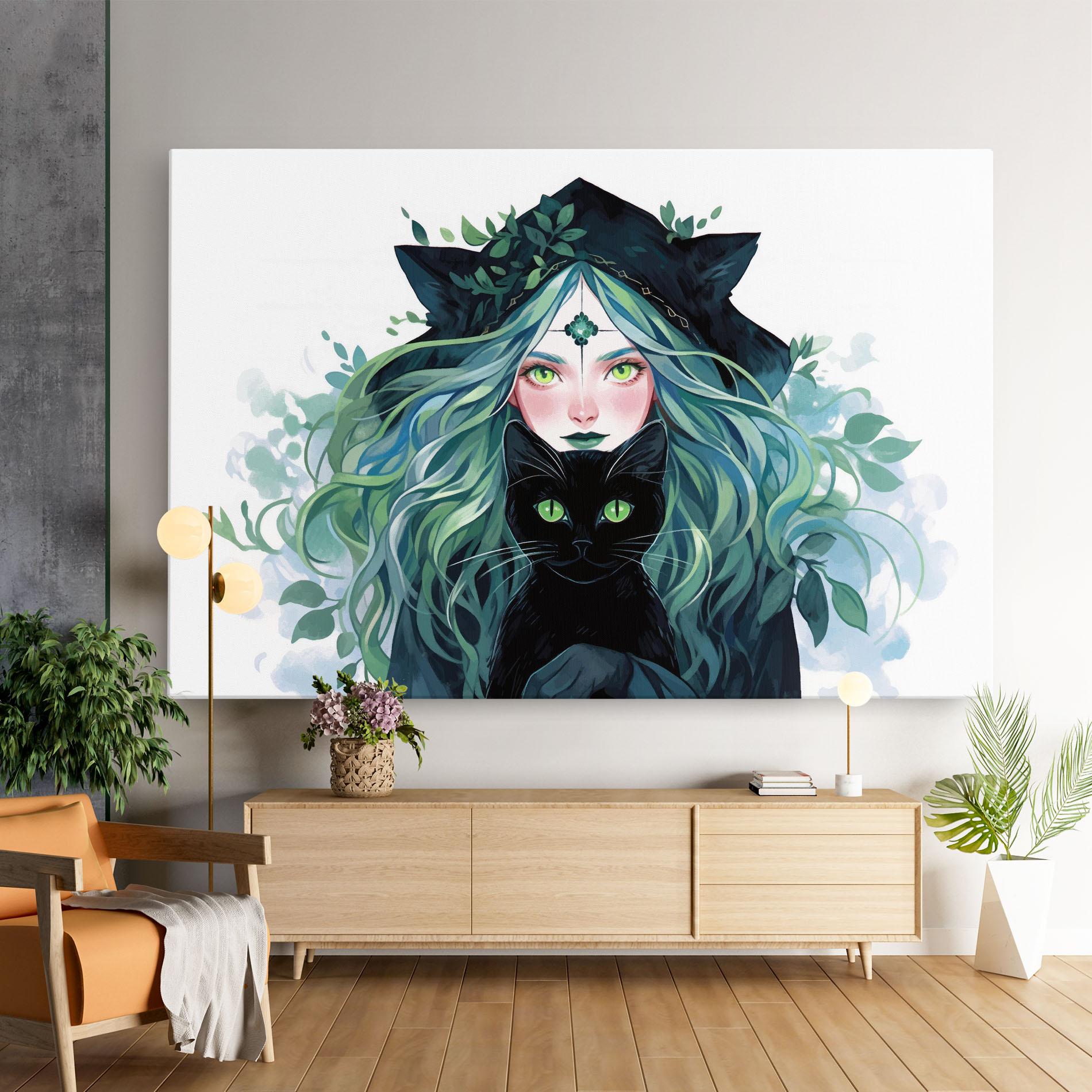 Vászonkép Magic Cat Witch mockup 9