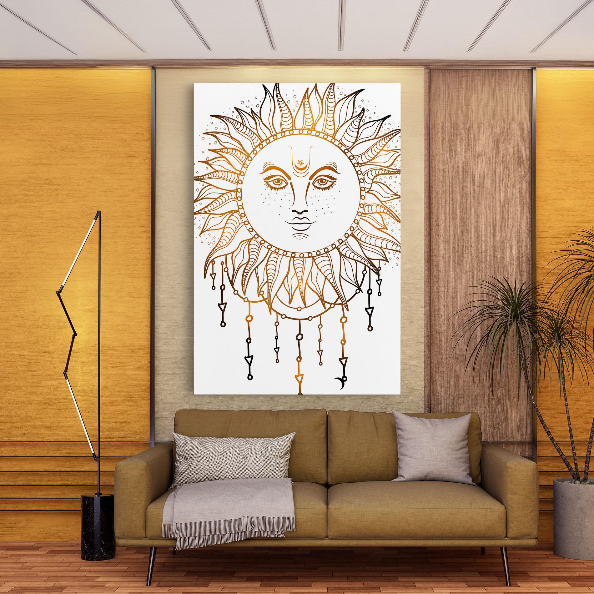 Vászonkép Gold Sun Face mockup 9
