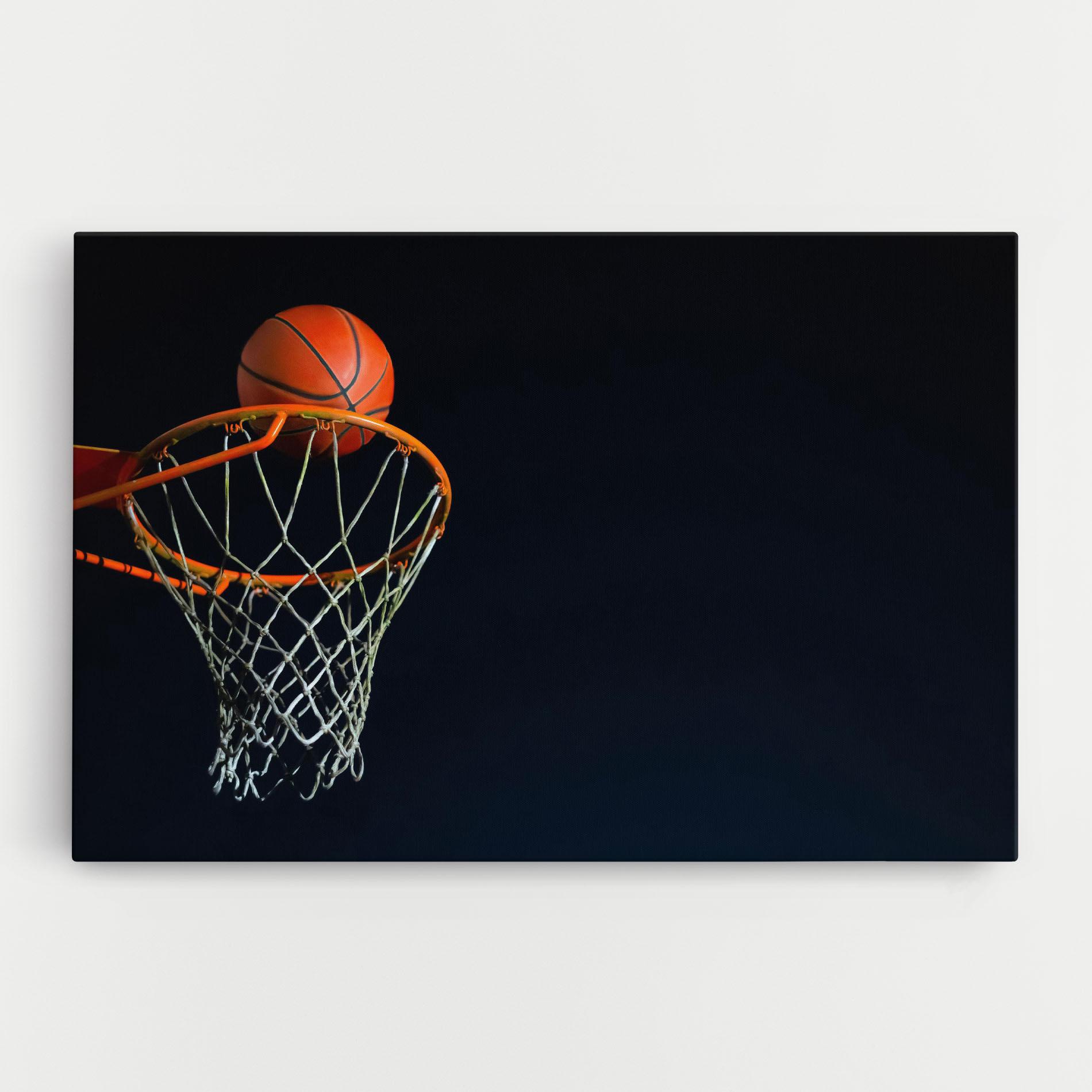 Vászonkép Basketball Hoop On Black mockup 0
