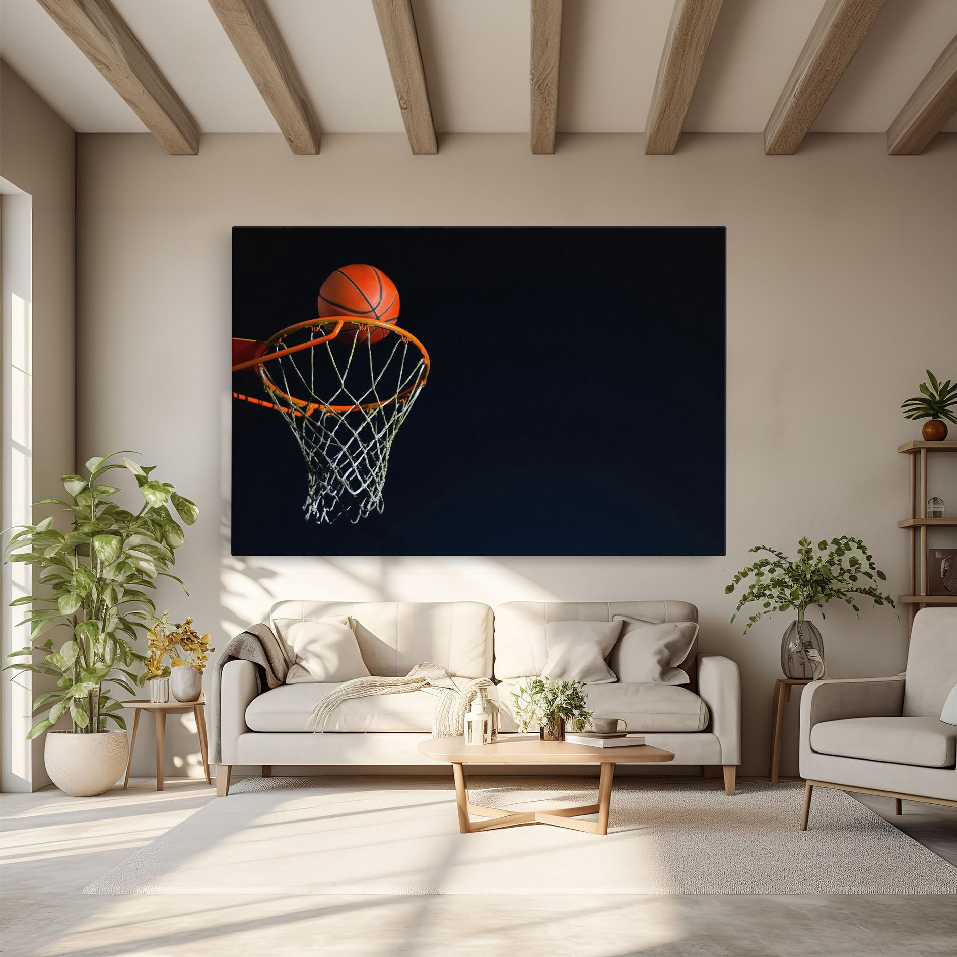 Vászonkép Basketball Hoop On Black mockup 6