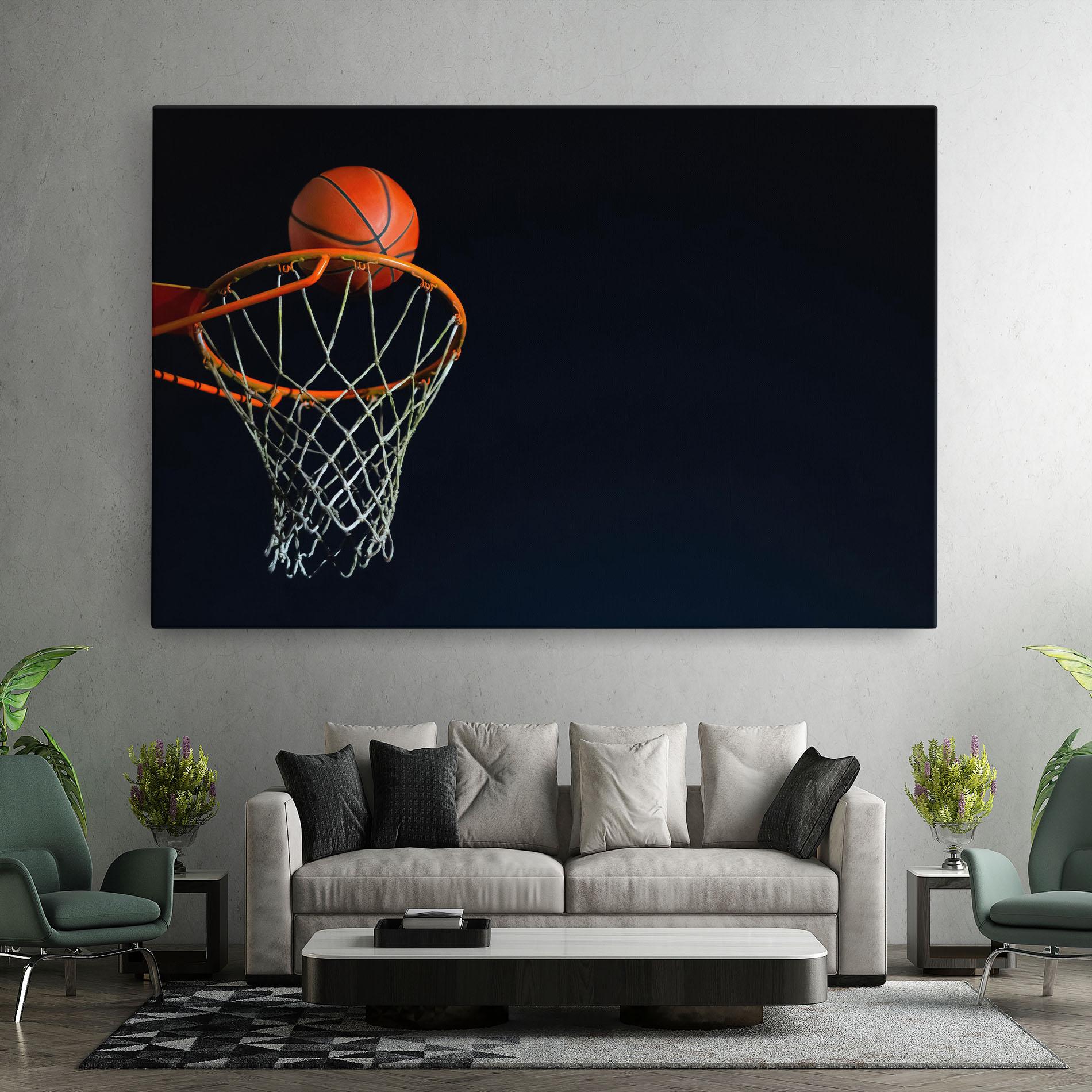 Vászonkép Basketball Hoop On Black mockup 7