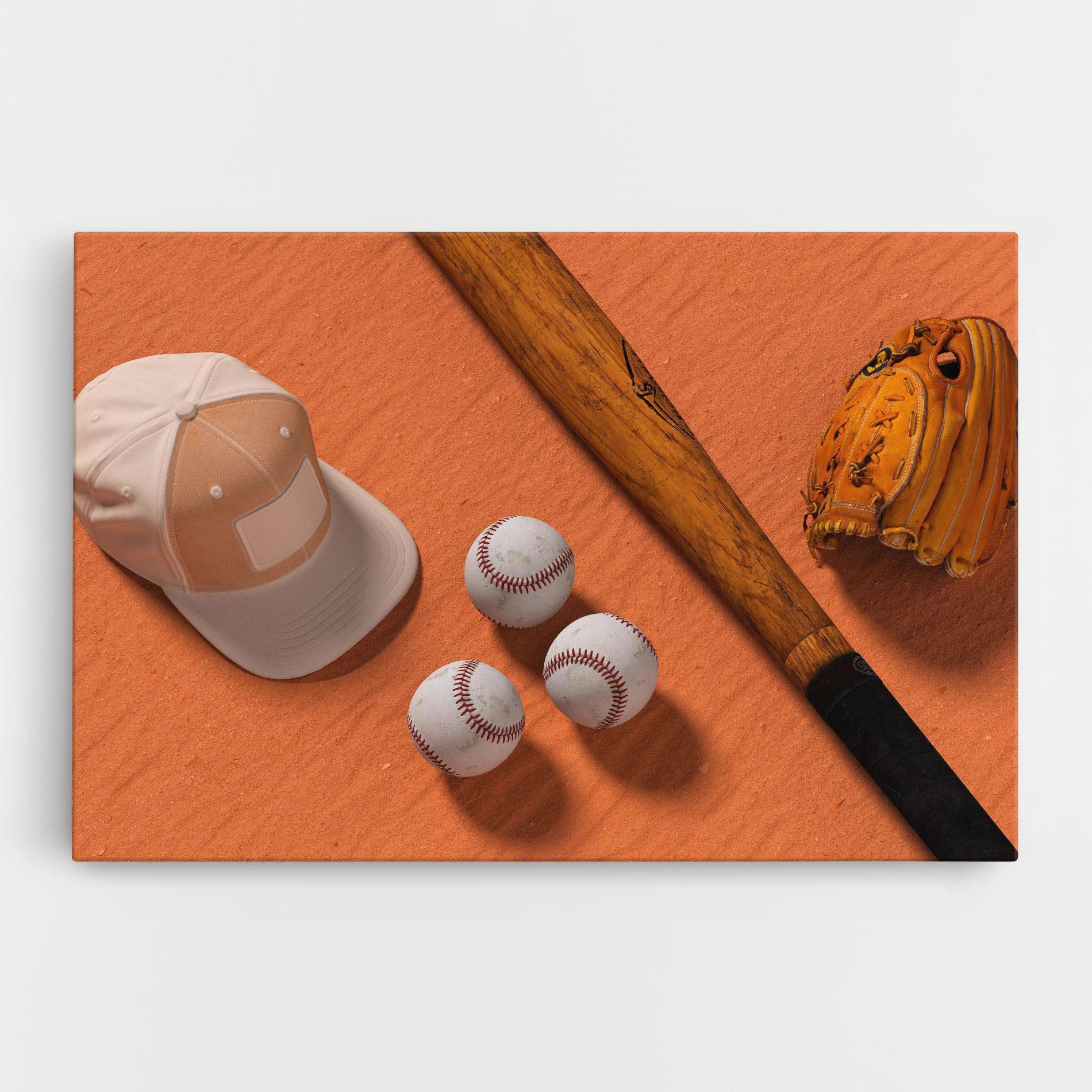Vászonkép Baseball Set On Orange mockup 0