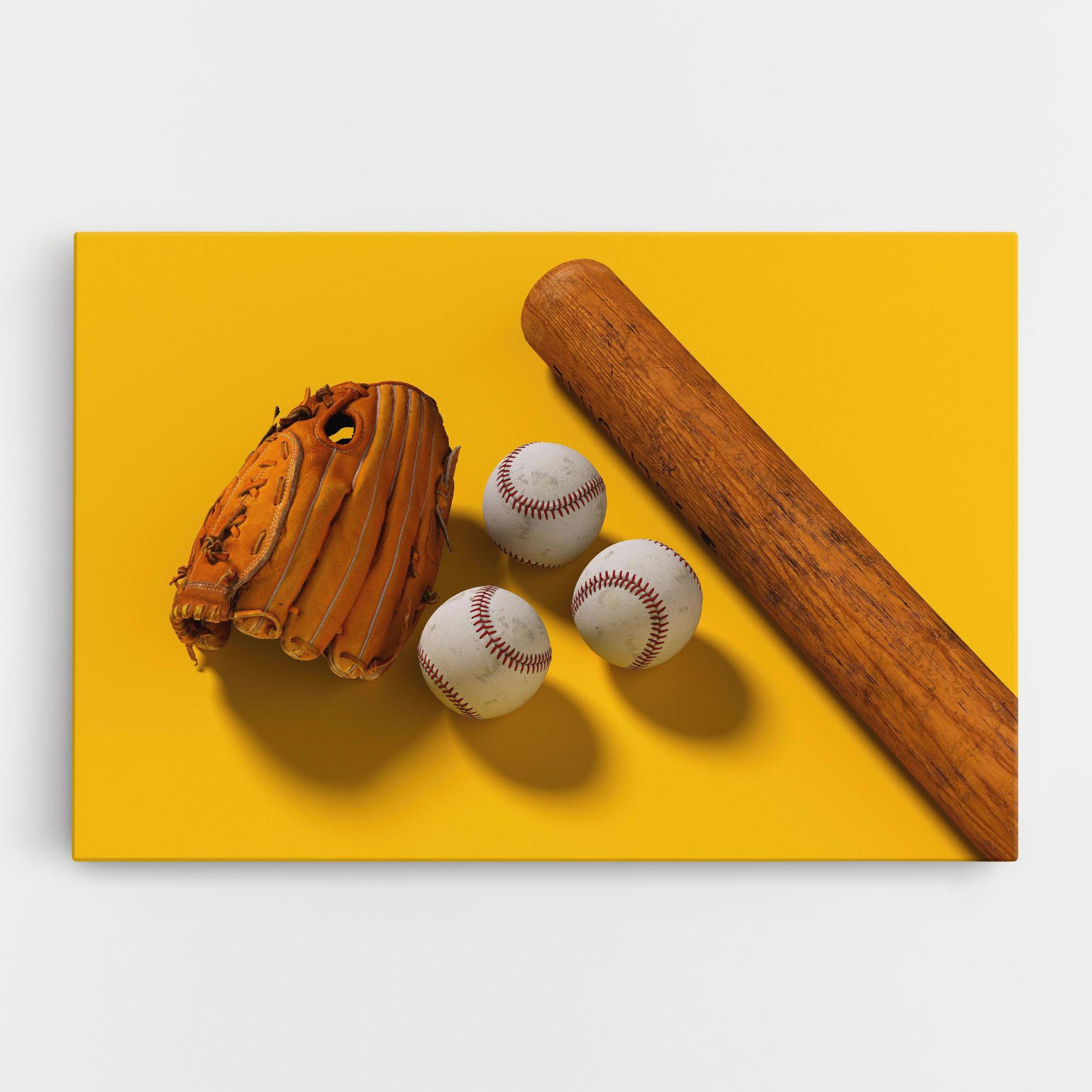 Vászonkép Baseball Set On Yellow mockup 0