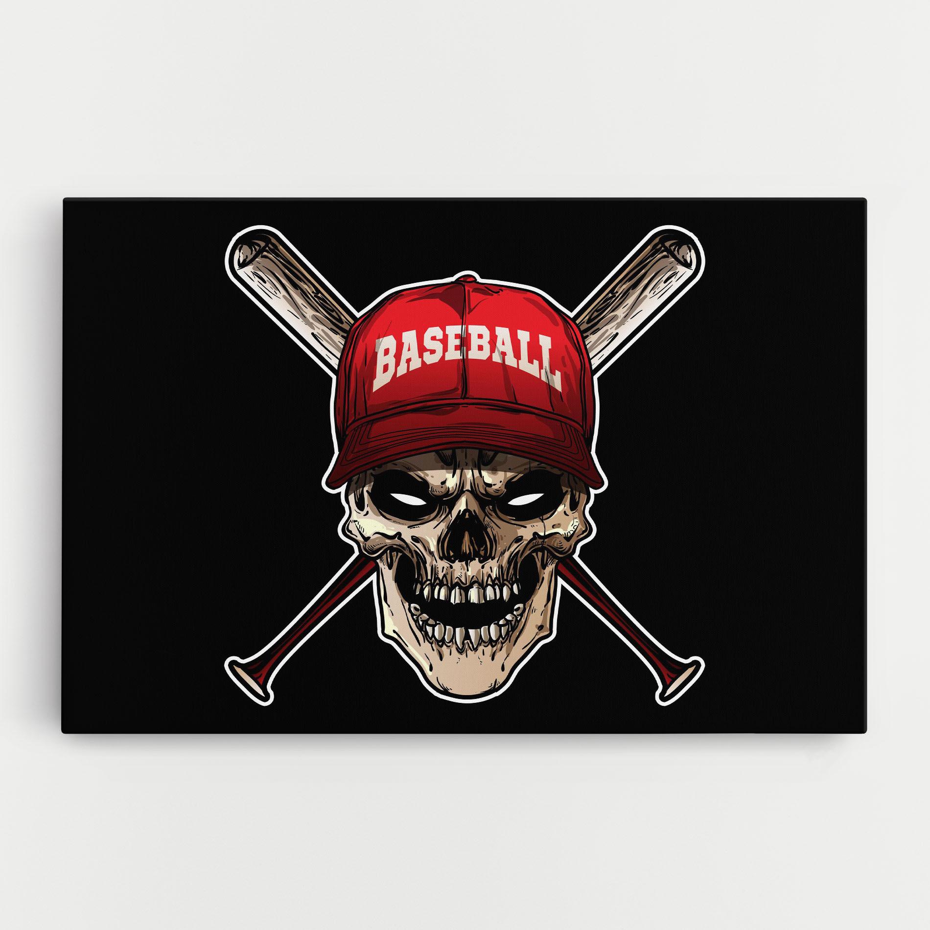 Vászonkép Baseball Skull mockup 0