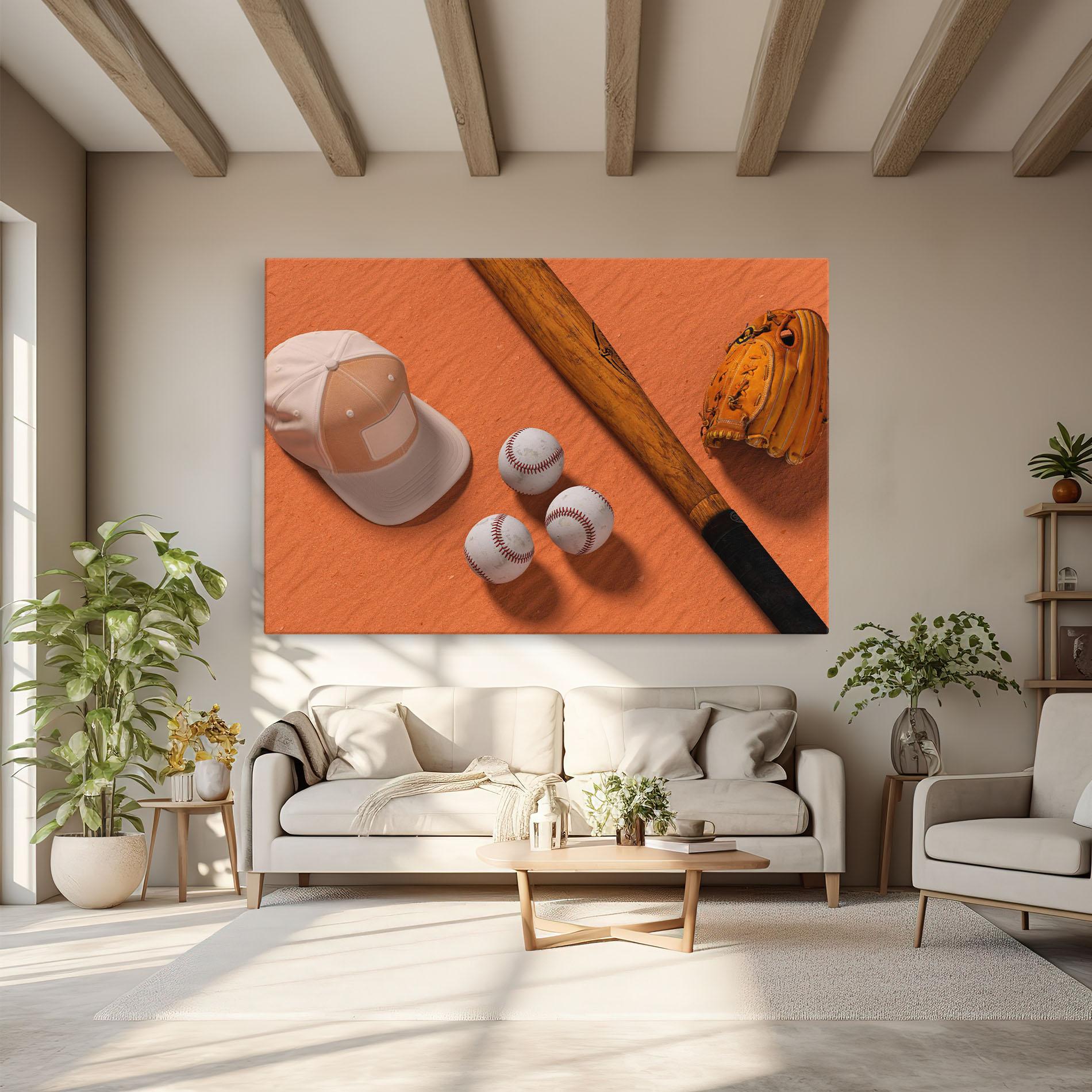 Vászonkép Baseball Set On Orange mockup 6