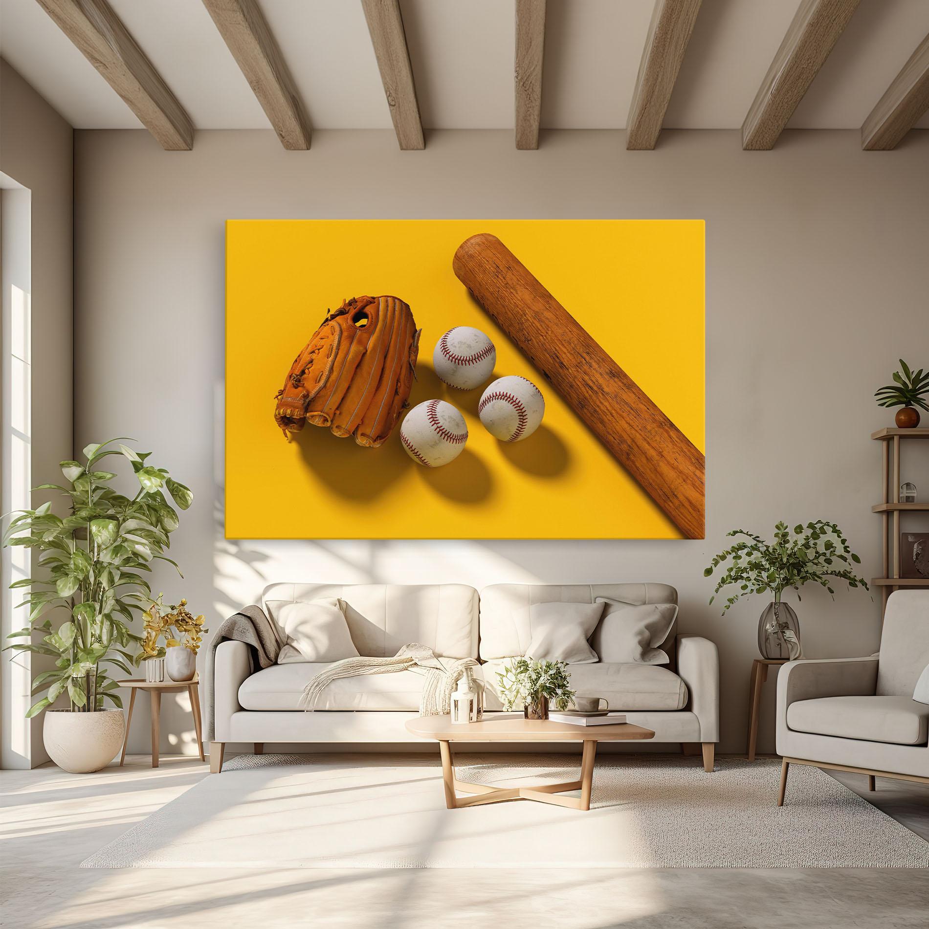 Vászonkép Baseball Set On Yellow mockup 6