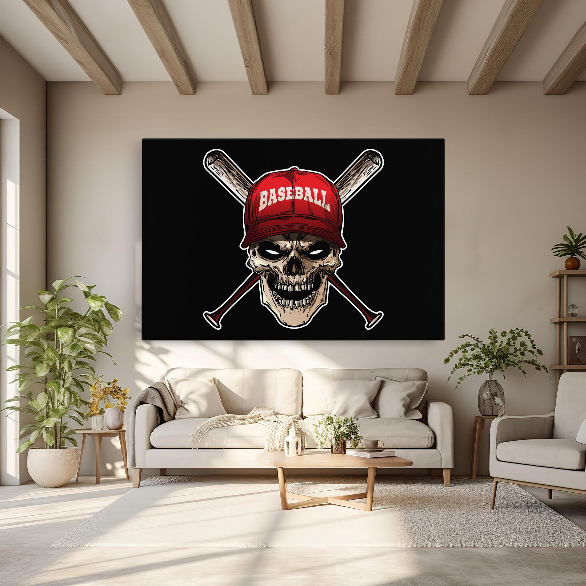 Vászonkép Baseball Skull mockup 6
