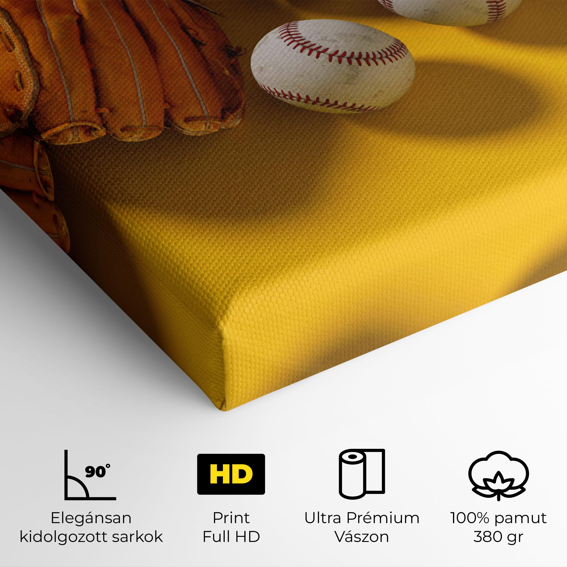 Vászonkép Baseball Set On Yellow mockup 4