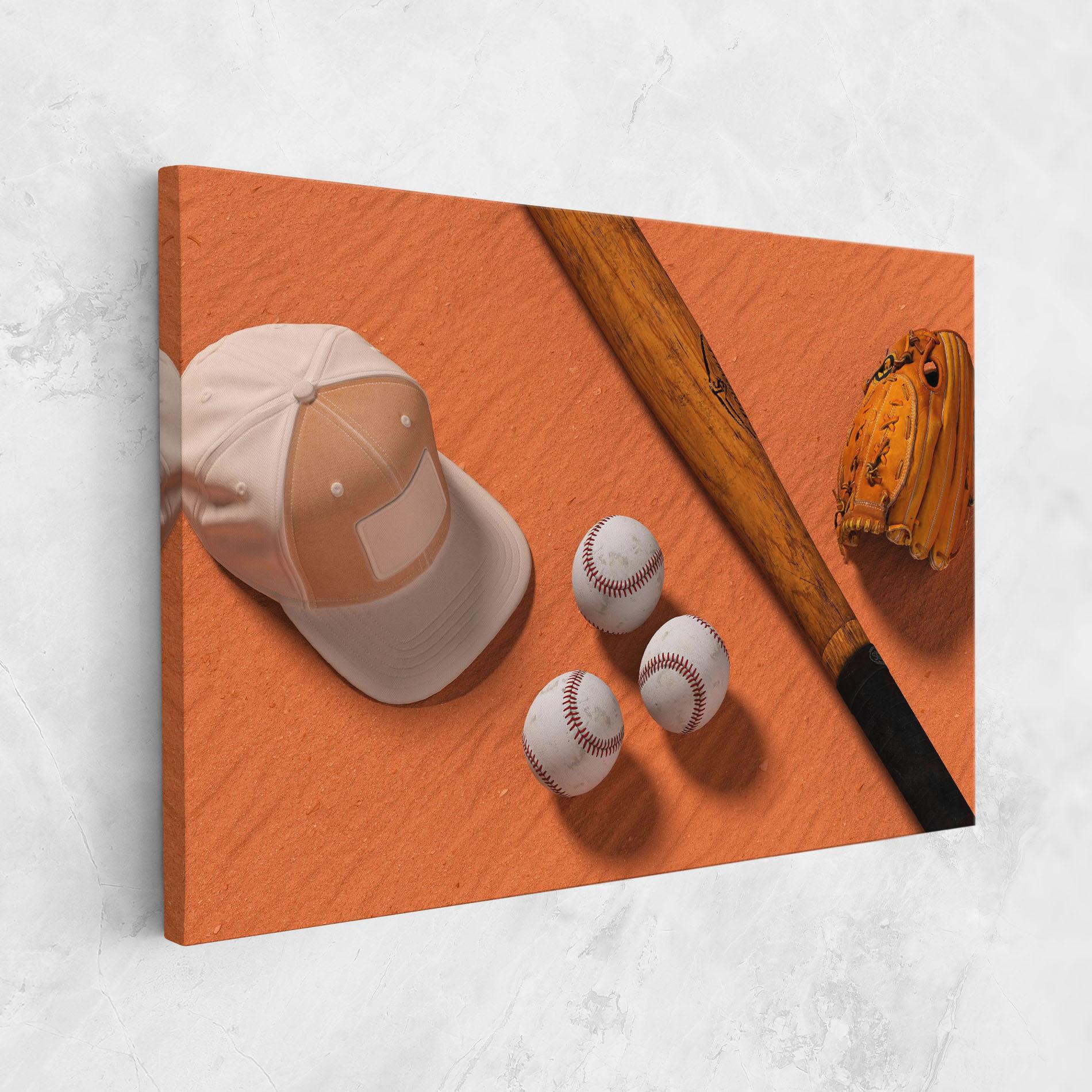 Vászonkép Baseball Set On Orange mockup 1