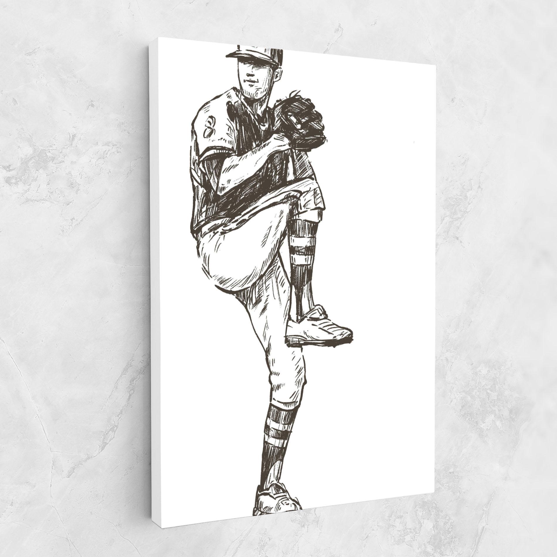 Vászonkép Baseball Player Line mockup 1