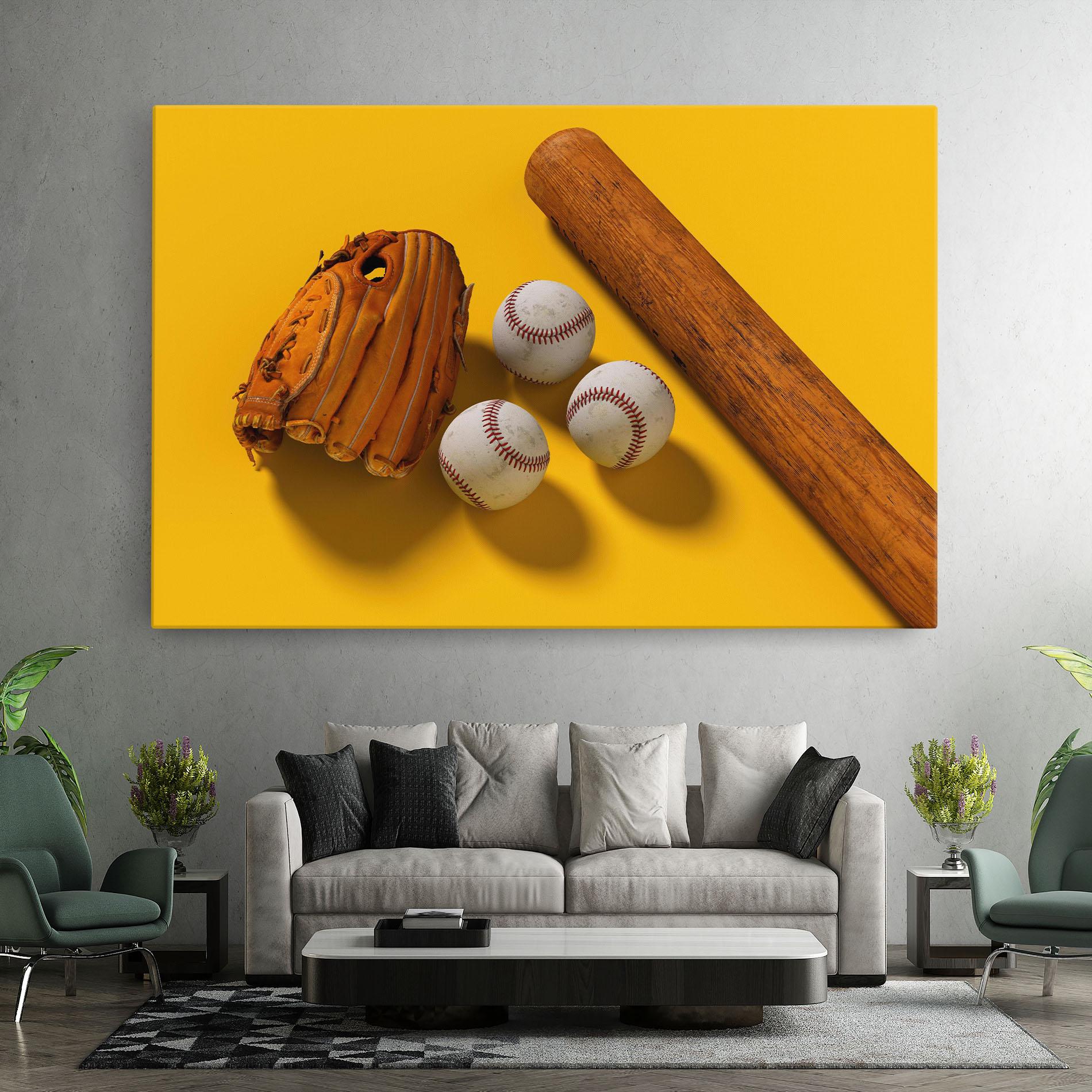 Vászonkép Baseball Set On Yellow mockup 7