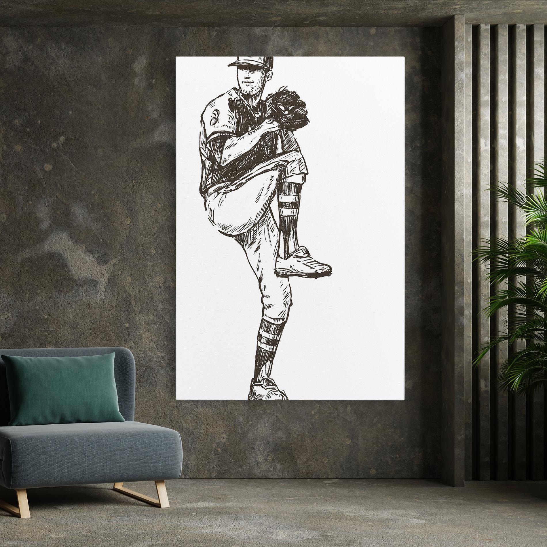Vászonkép Baseball Player Line mockup 7