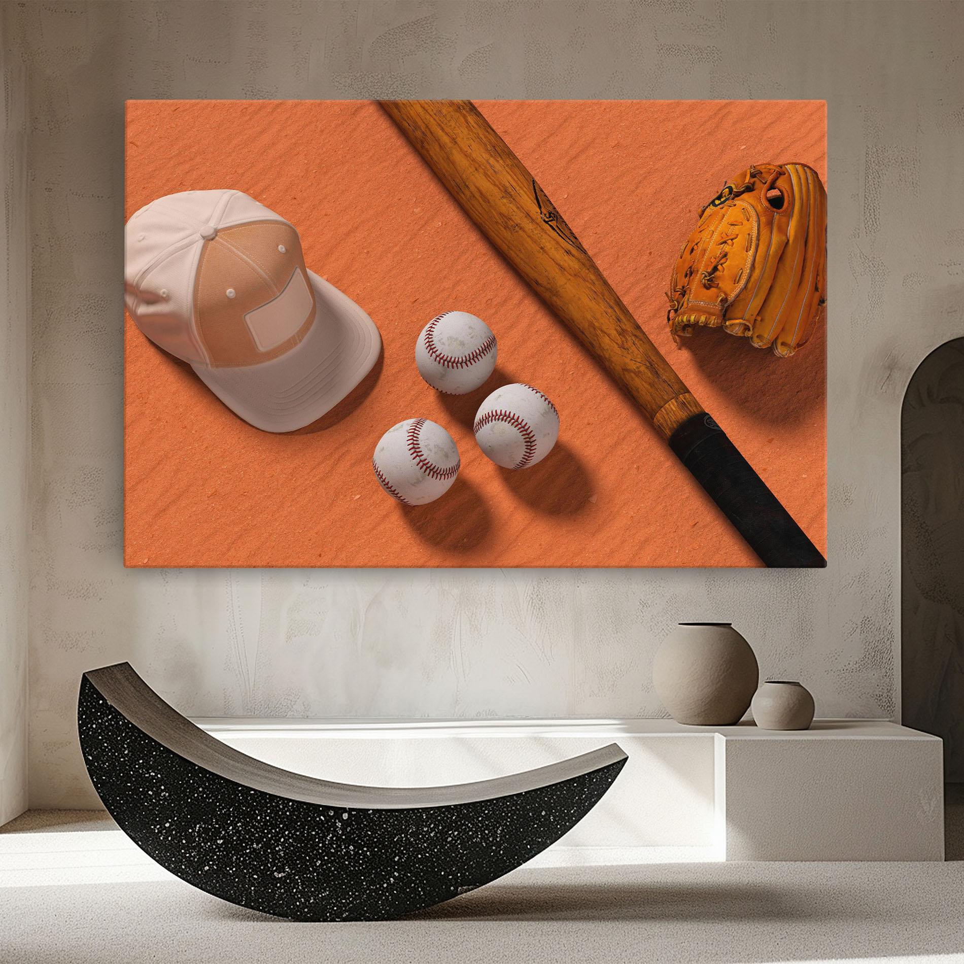 Vászonkép Baseball Set On Orange mockup 8