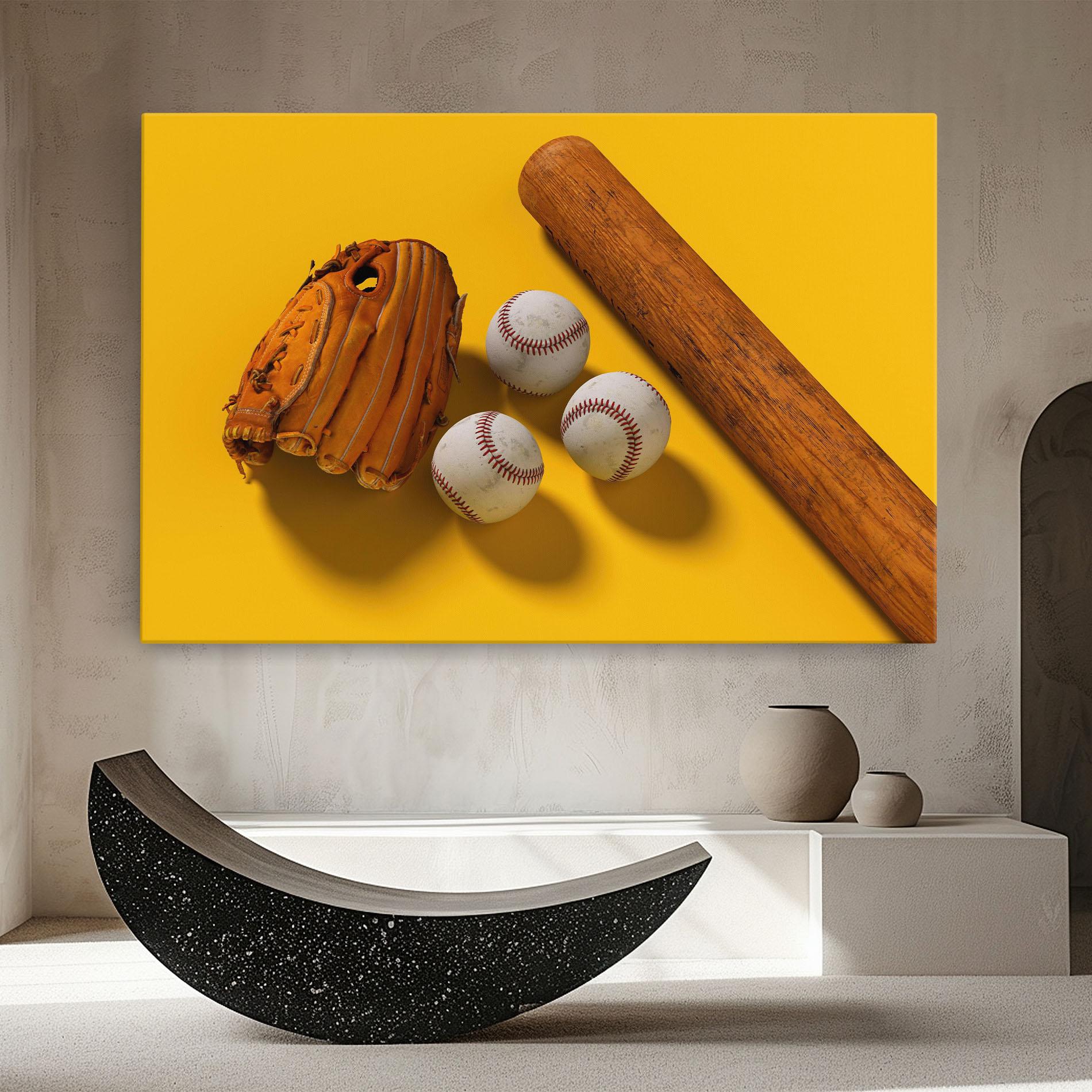 Vászonkép Baseball Set On Yellow mockup 8