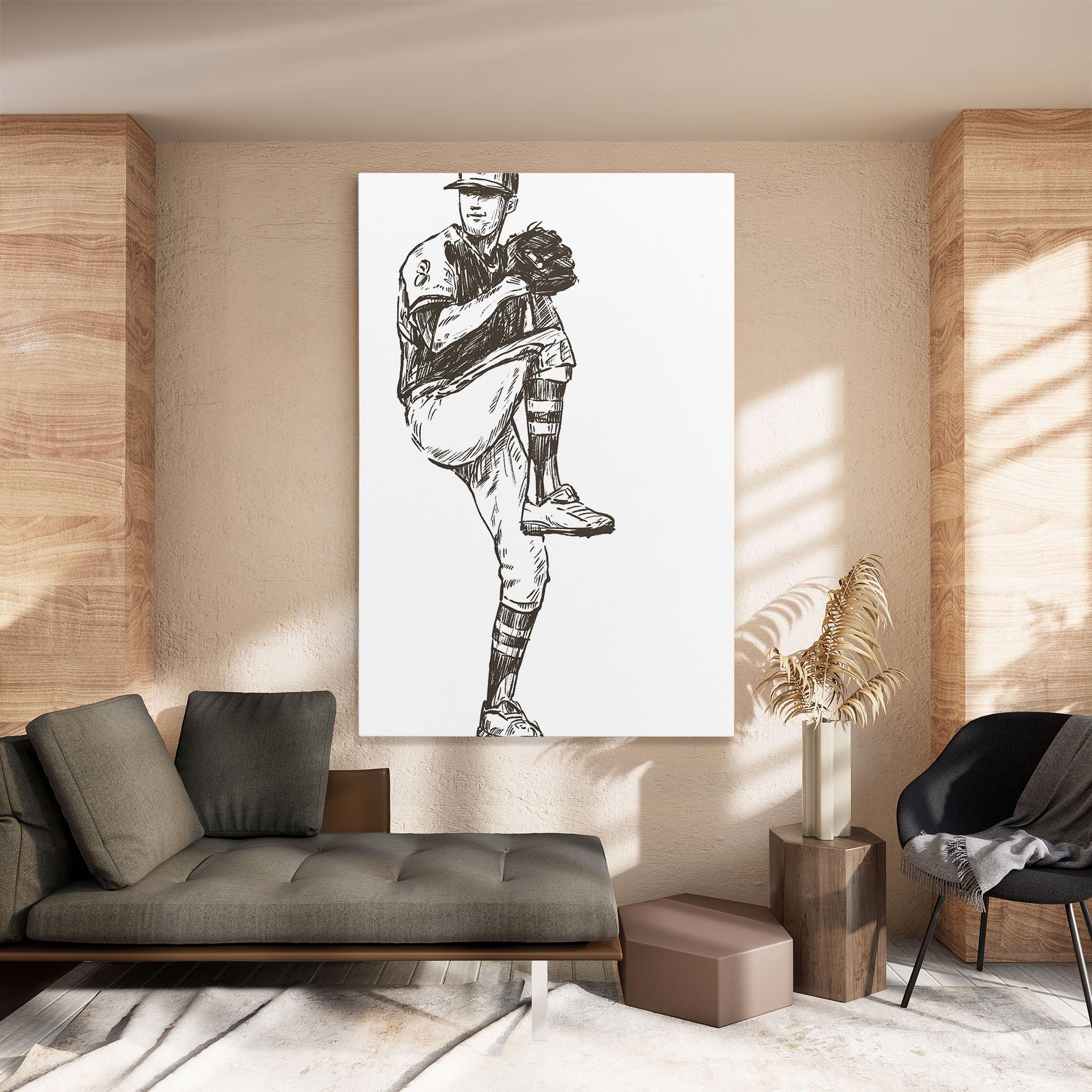 Vászonkép Baseball Player Line mockup 8