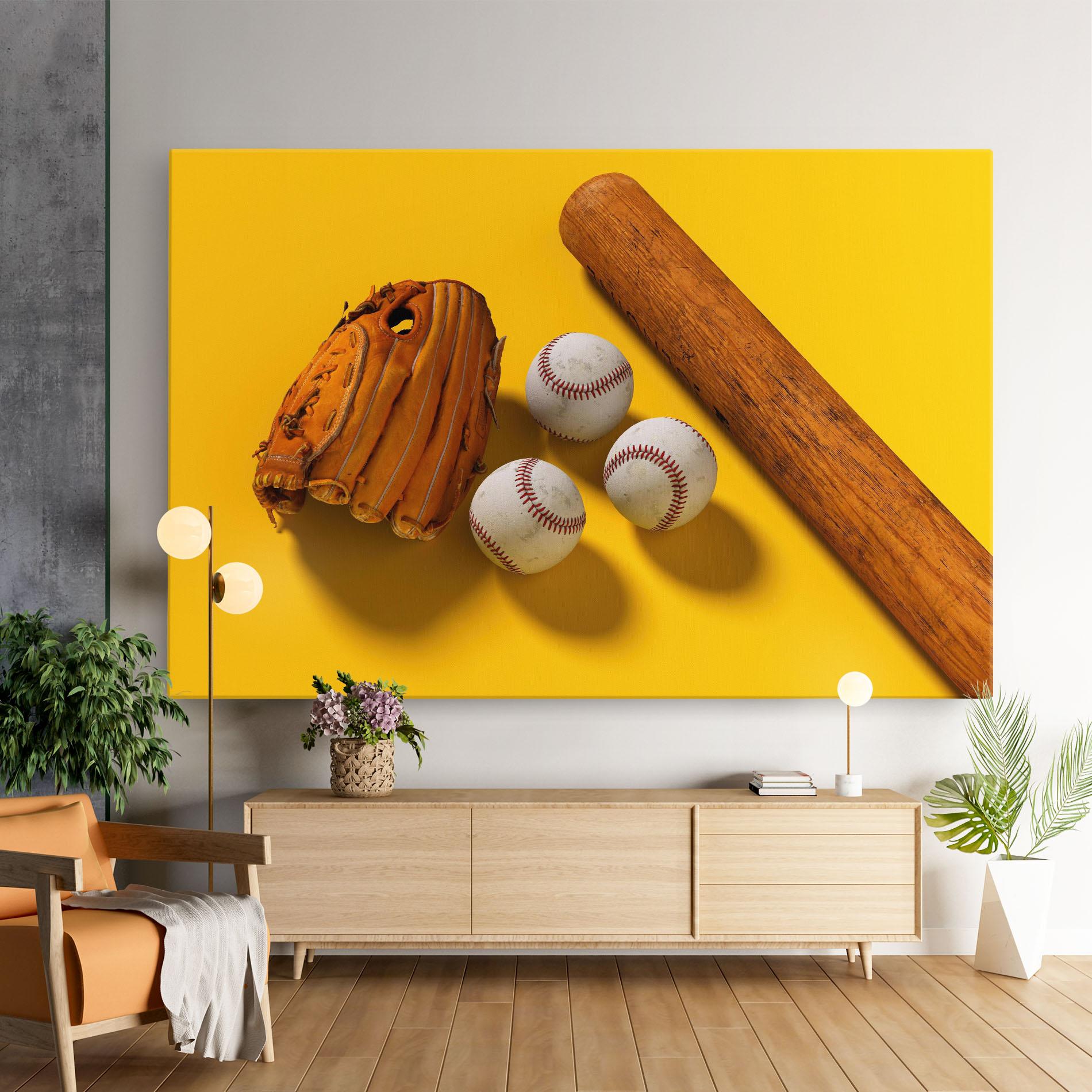 Vászonkép Baseball Set On Yellow mockup 9