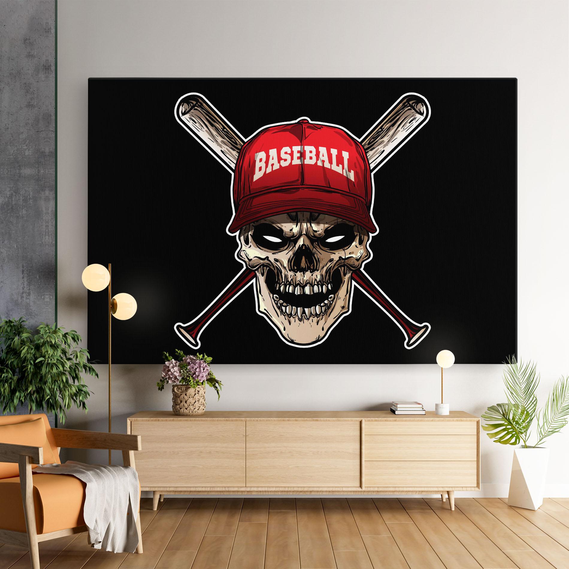 Vászonkép Baseball Skull mockup 9