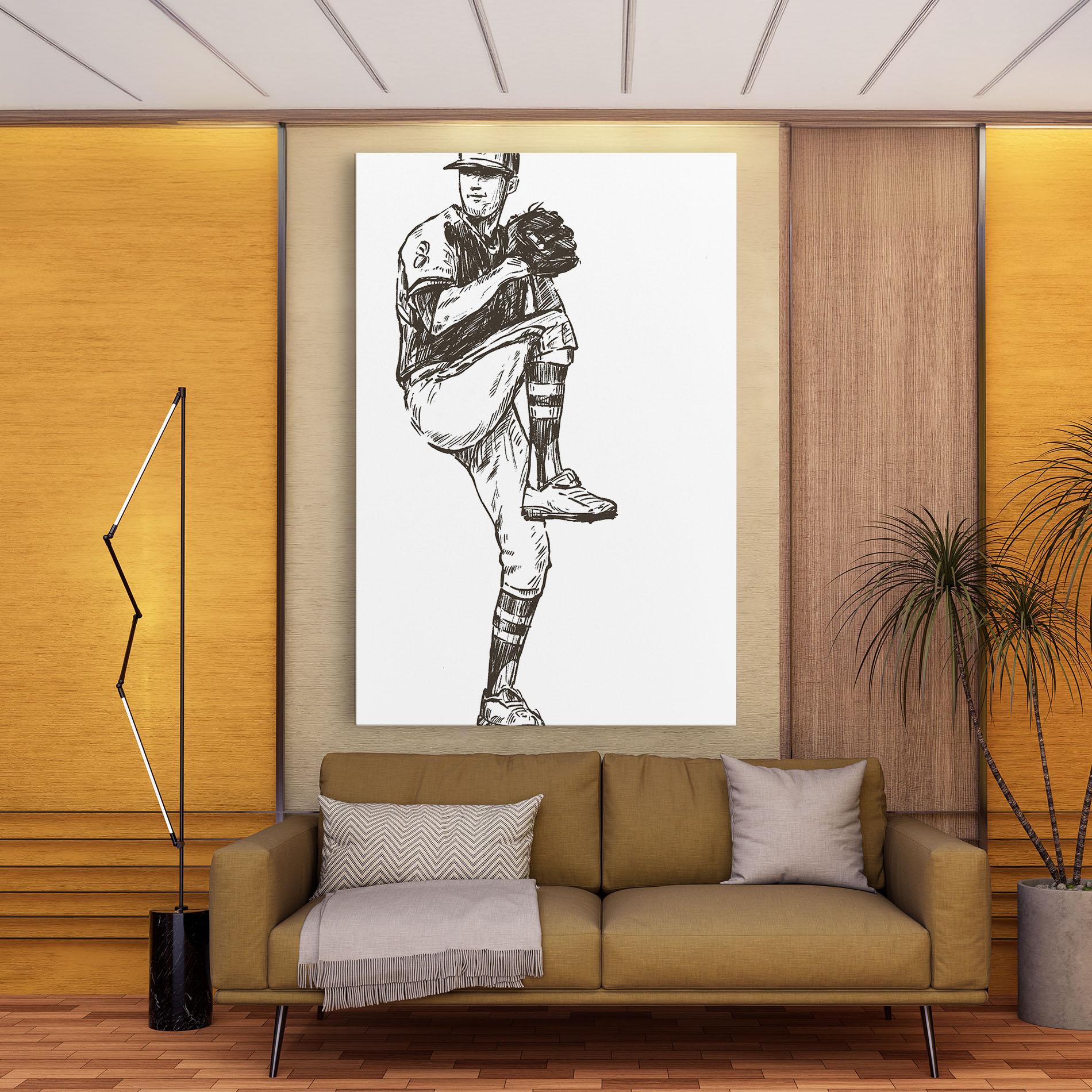 Vászonkép Baseball Player Line mockup 9