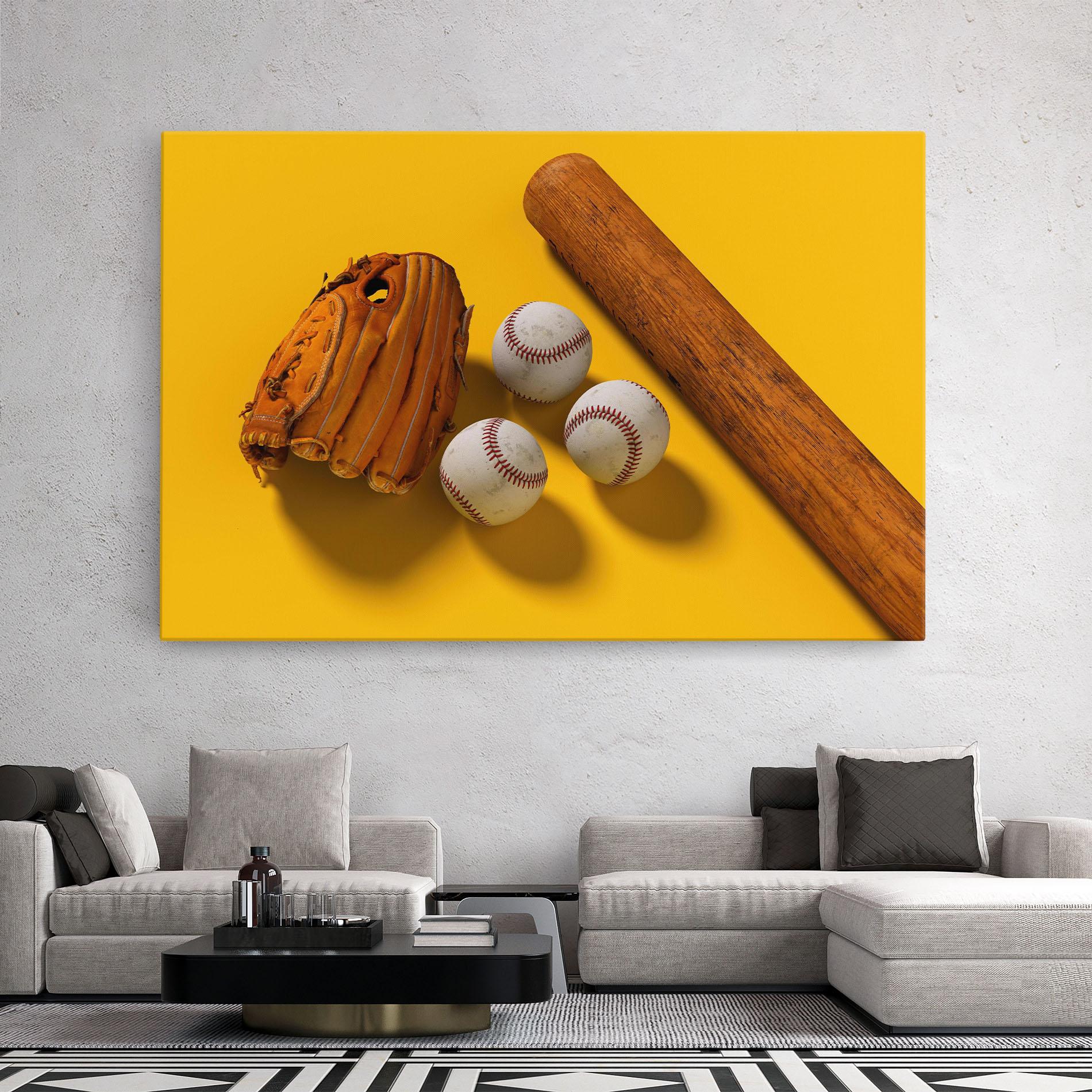 Vászonkép Baseball Set On Yellow mockup 2