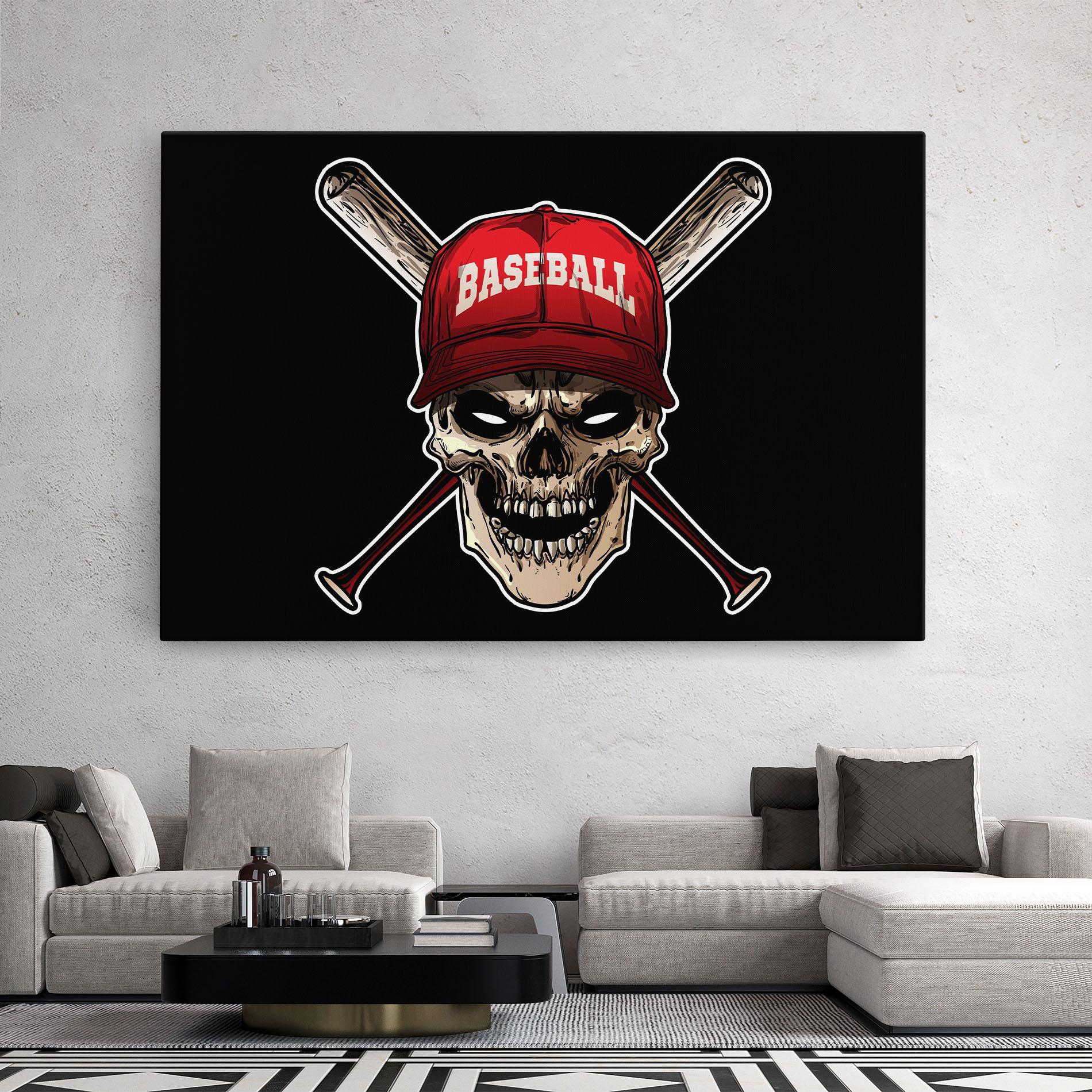 Vászonkép Baseball Skull mockup 2