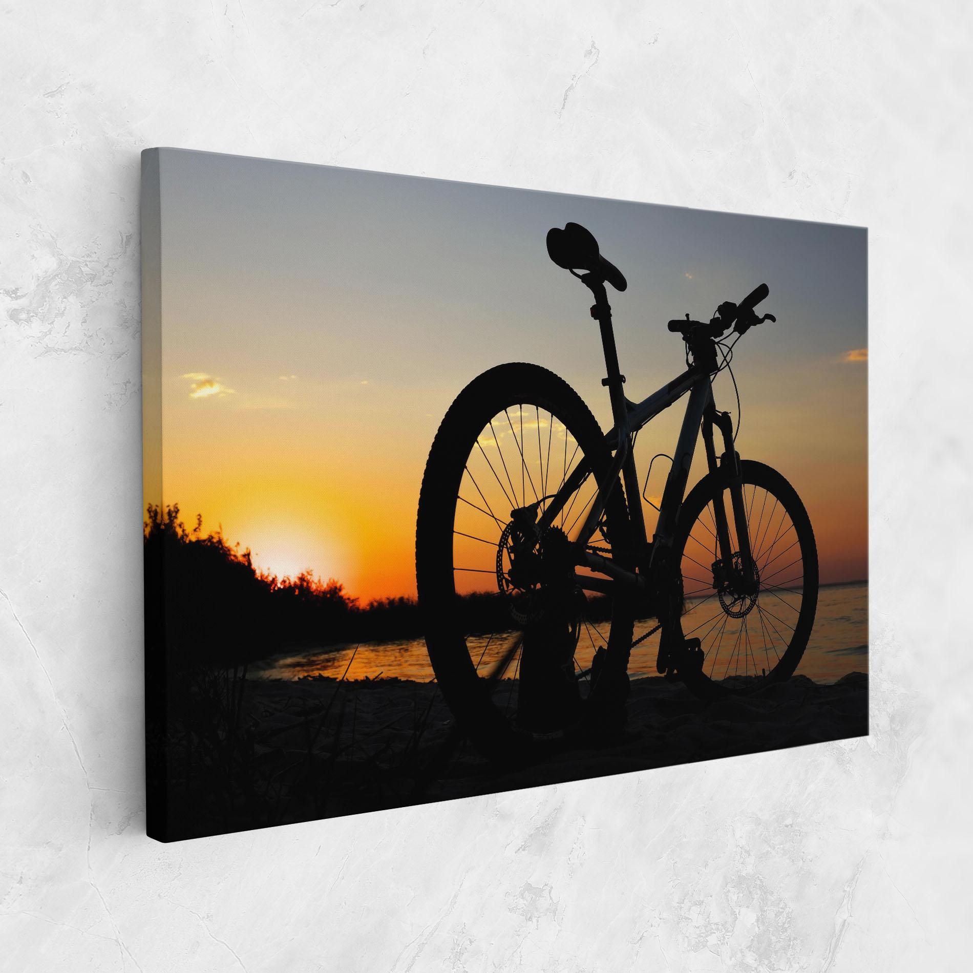 Vászonkép Beach Bike Silhouette mockup 1