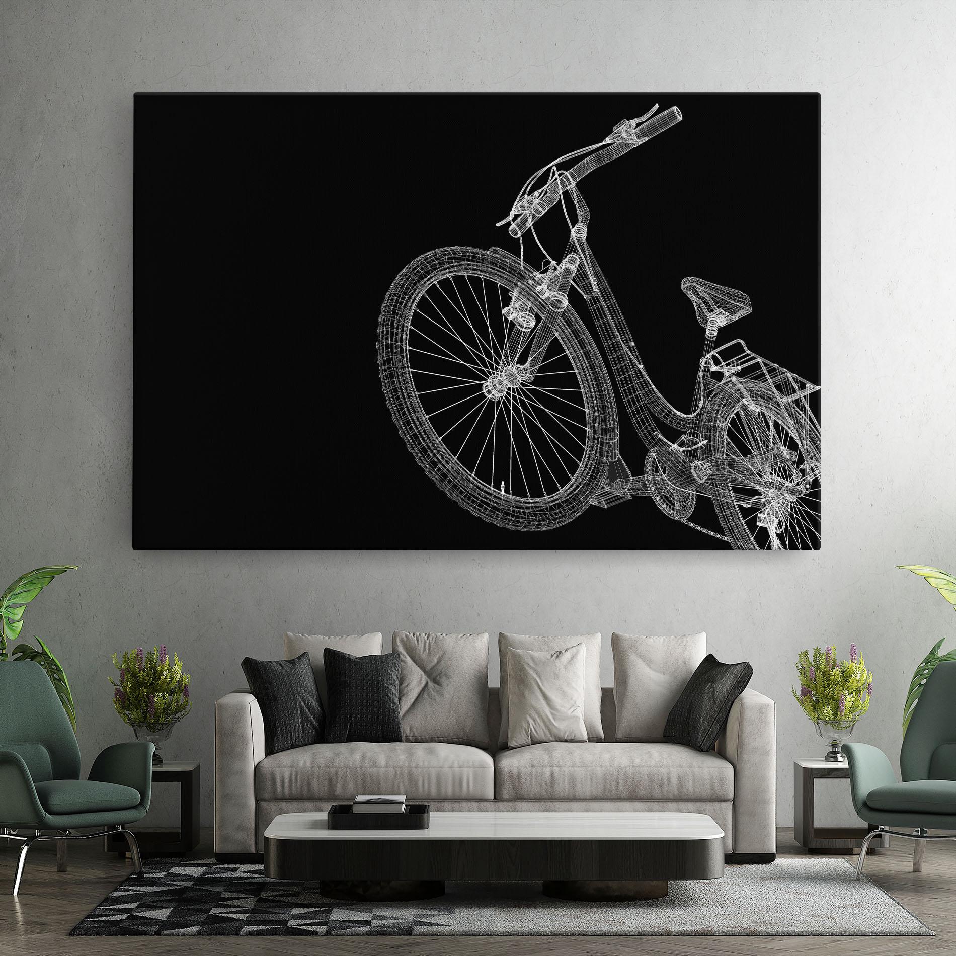 Vászonkép 3d Bike Model On Black mockup 7