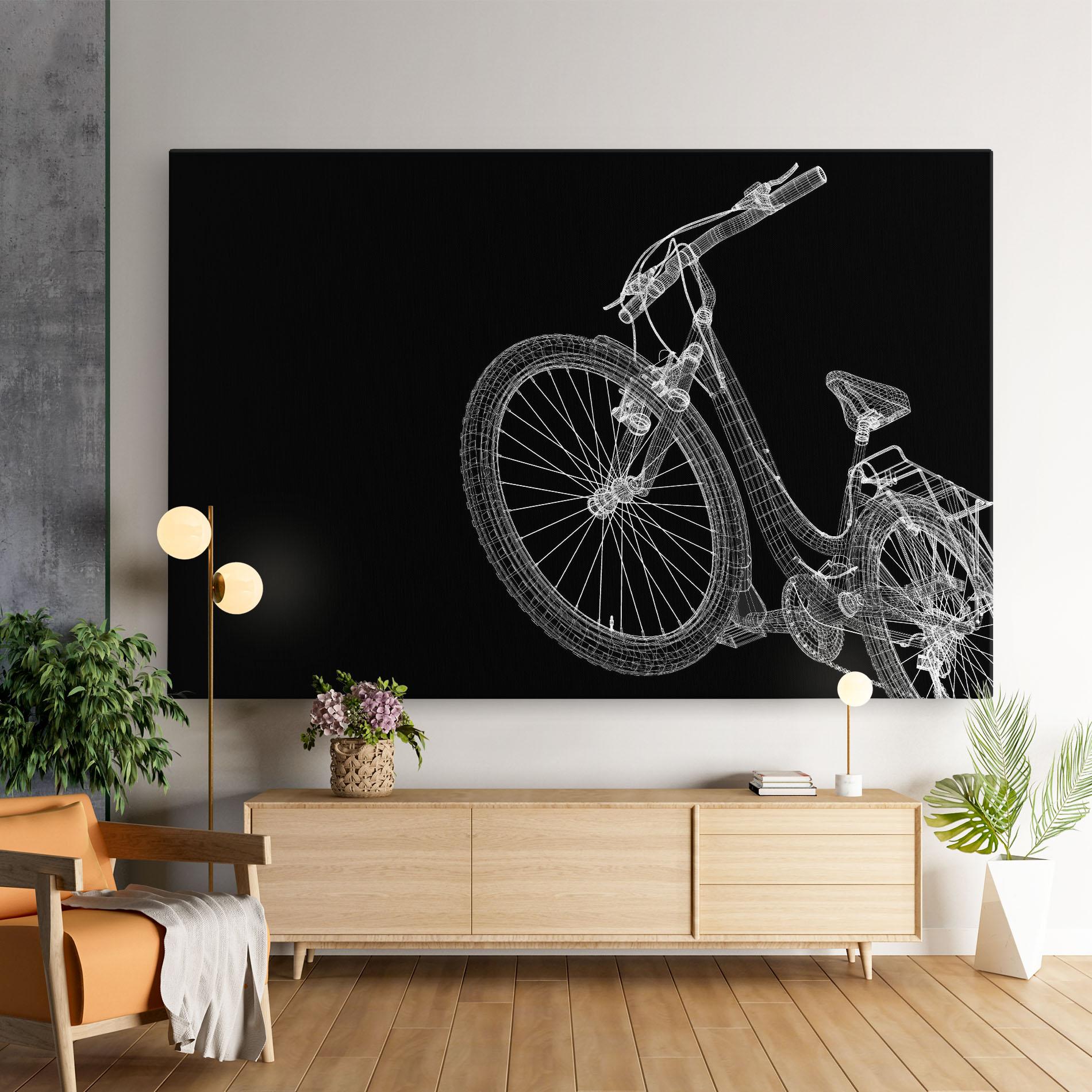 Vászonkép 3d Bike Model On Black mockup 9