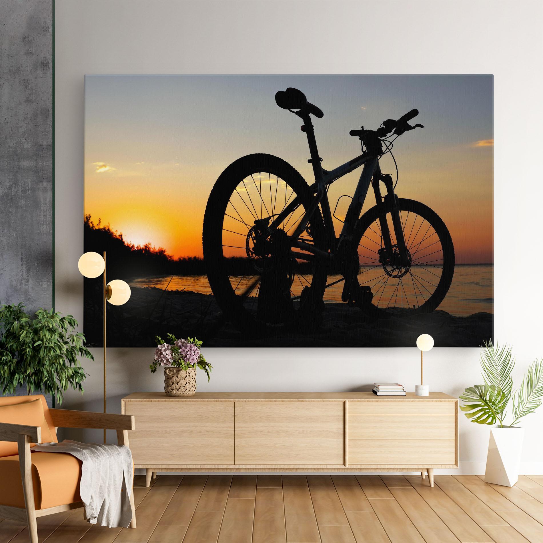 Vászonkép Beach Bike Silhouette mockup 9