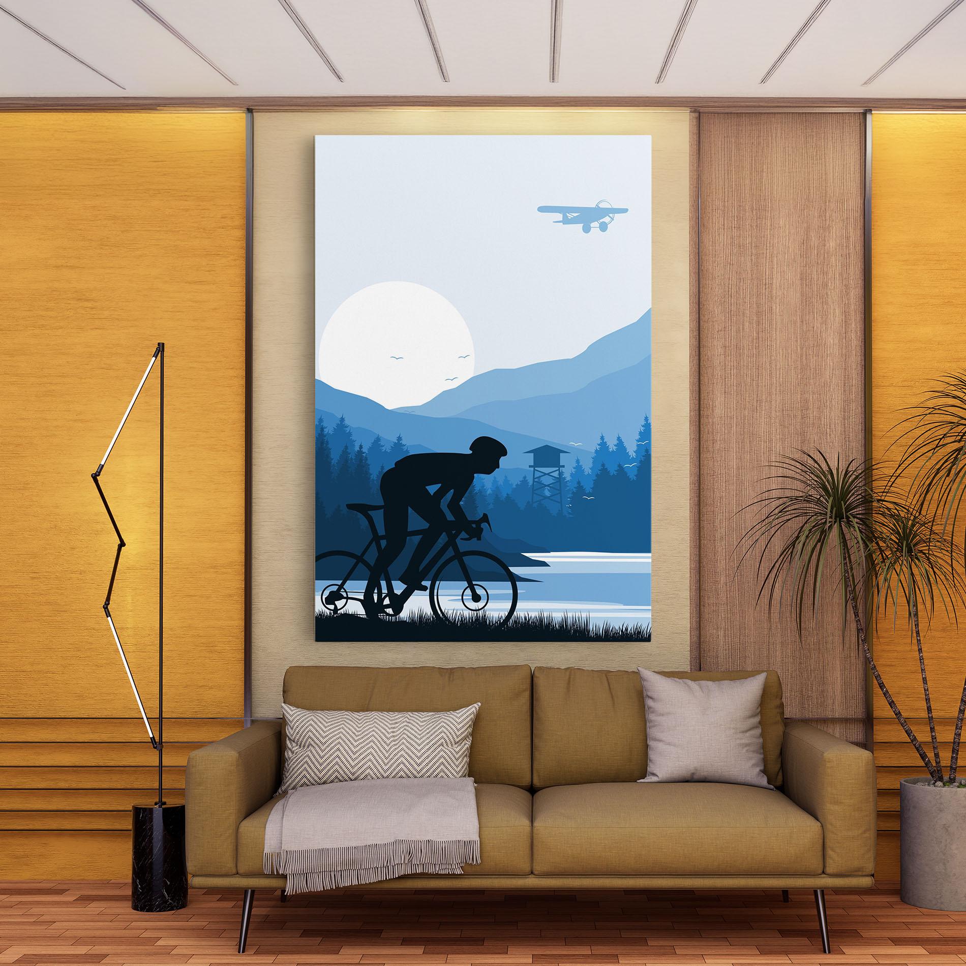 Vászonkép Blue Light Bike mockup 9