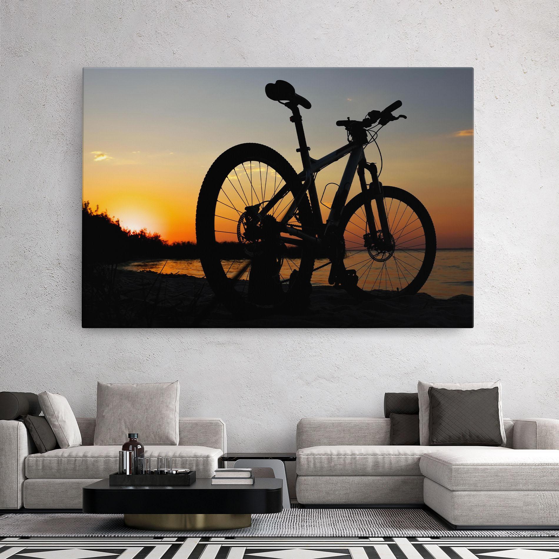 Vászonkép Beach Bike Silhouette mockup 2