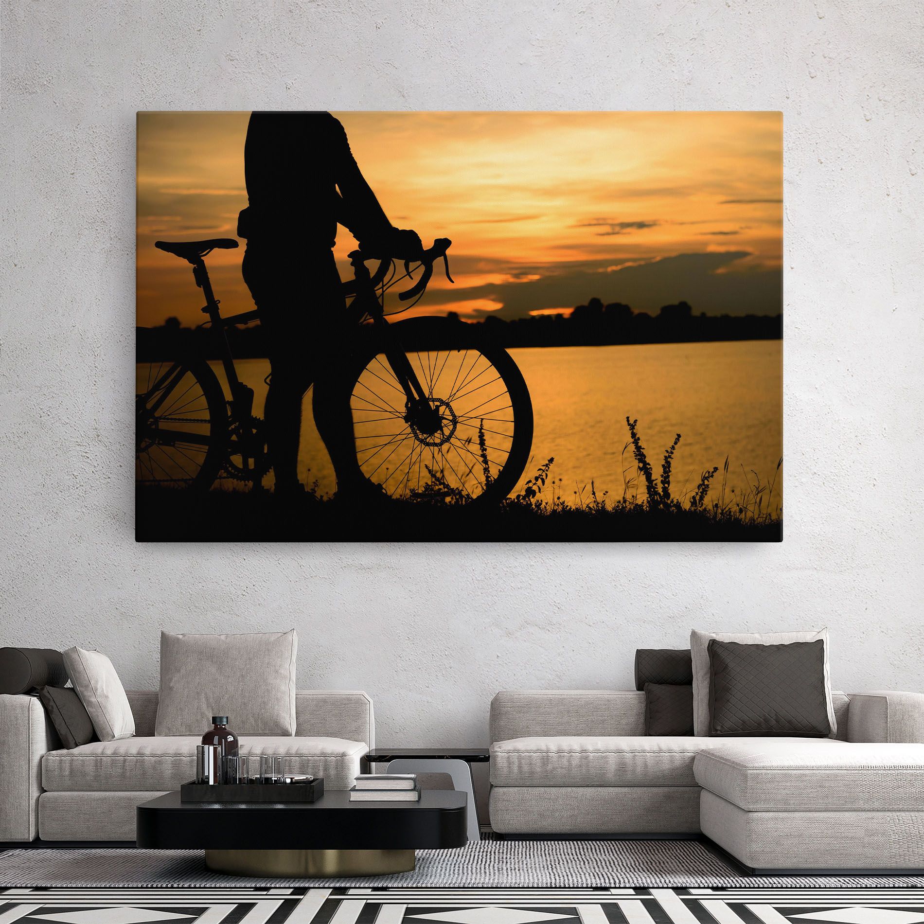Bicycle Sunset Silhouette mockup 2