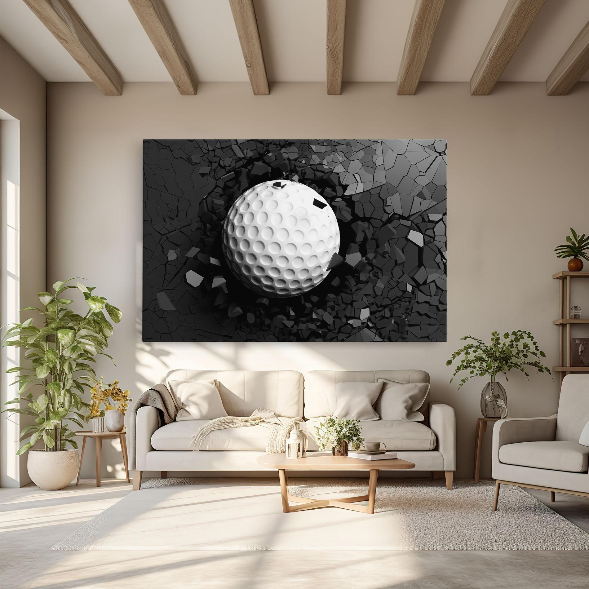 Vászonkép Black Wall Golf Ball mockup 6