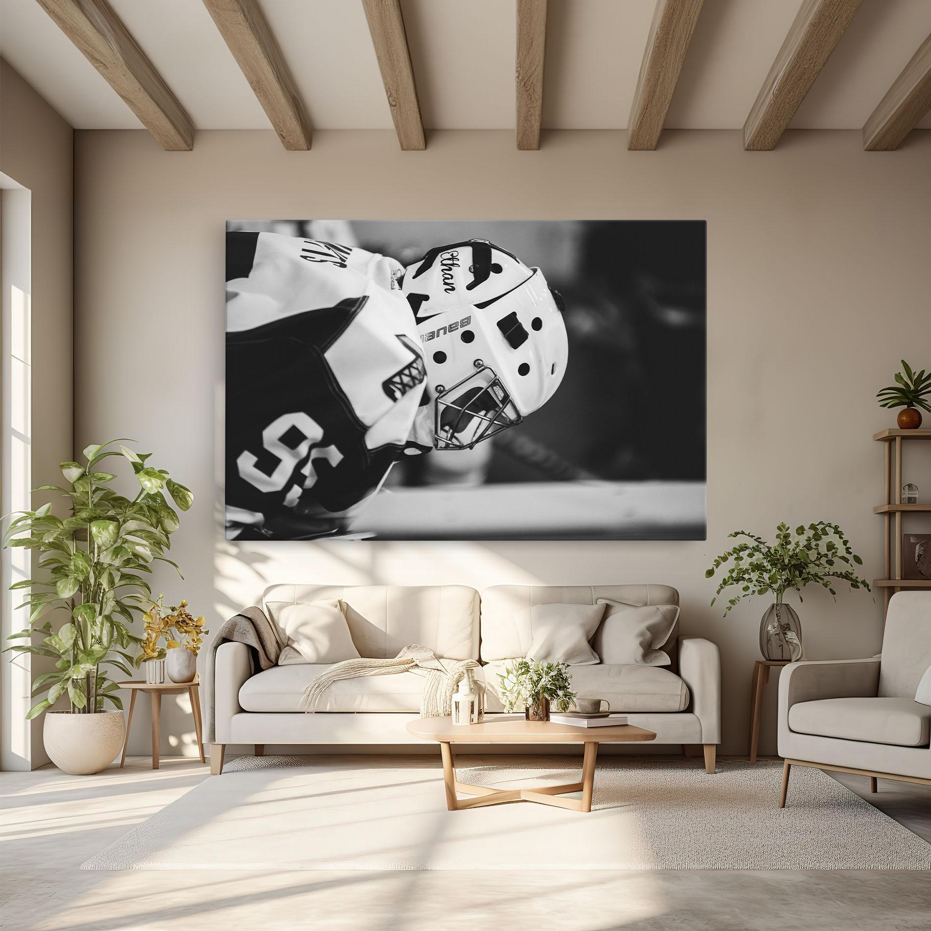 Vászonkép Black White Hockey mockup 6