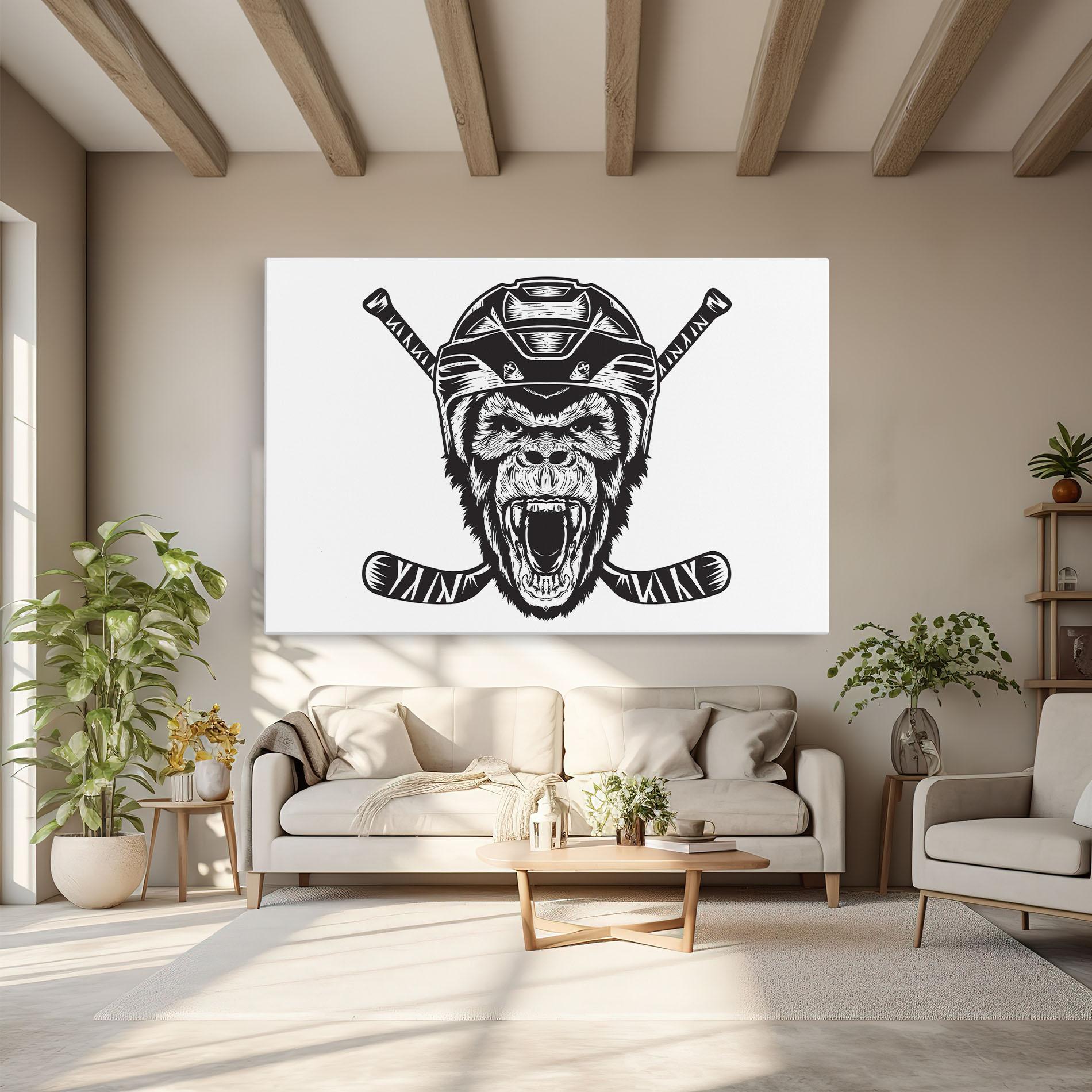 Vászonkép Monkey Hockey mockup 6