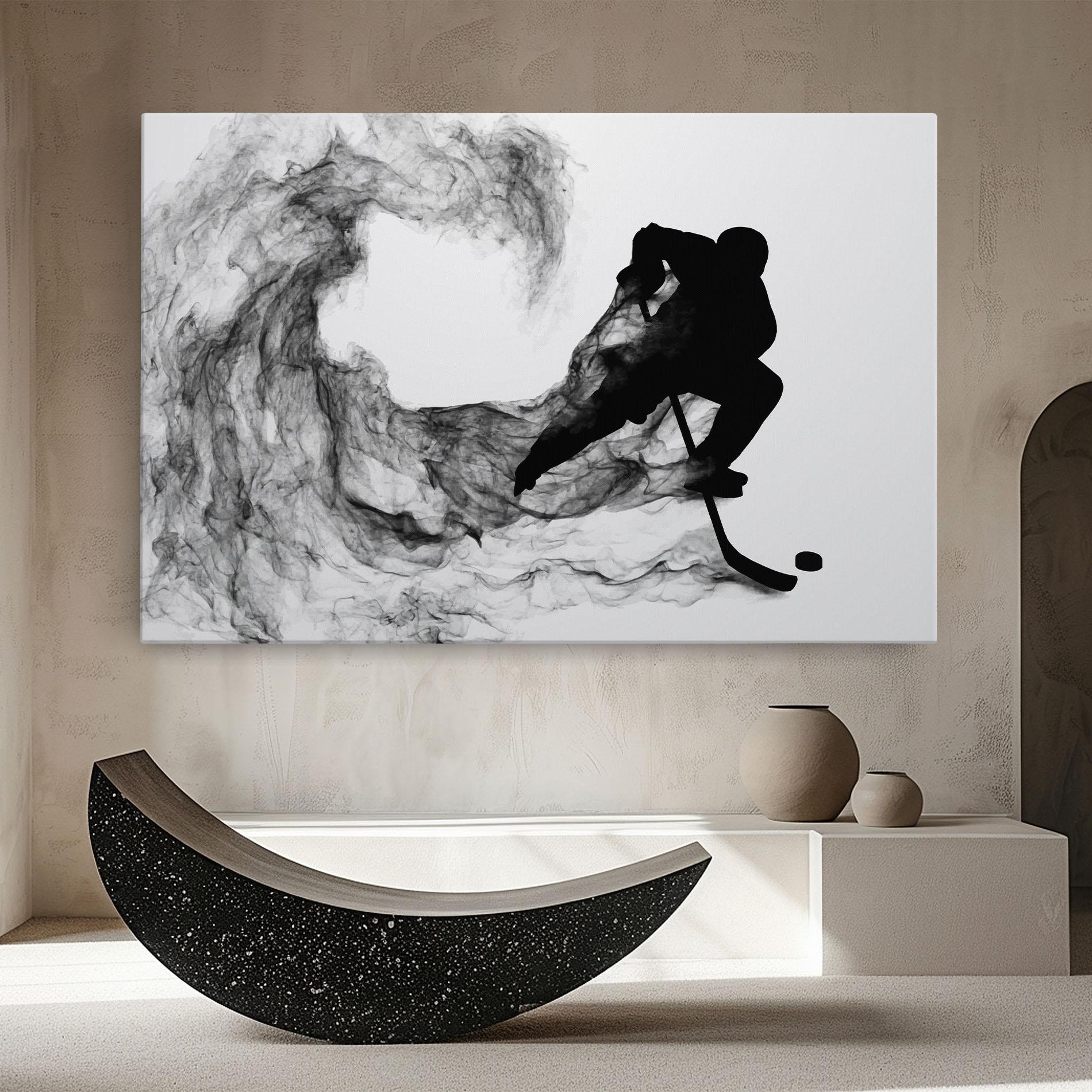 Vászonkép Black Smoke Hockey mockup 8