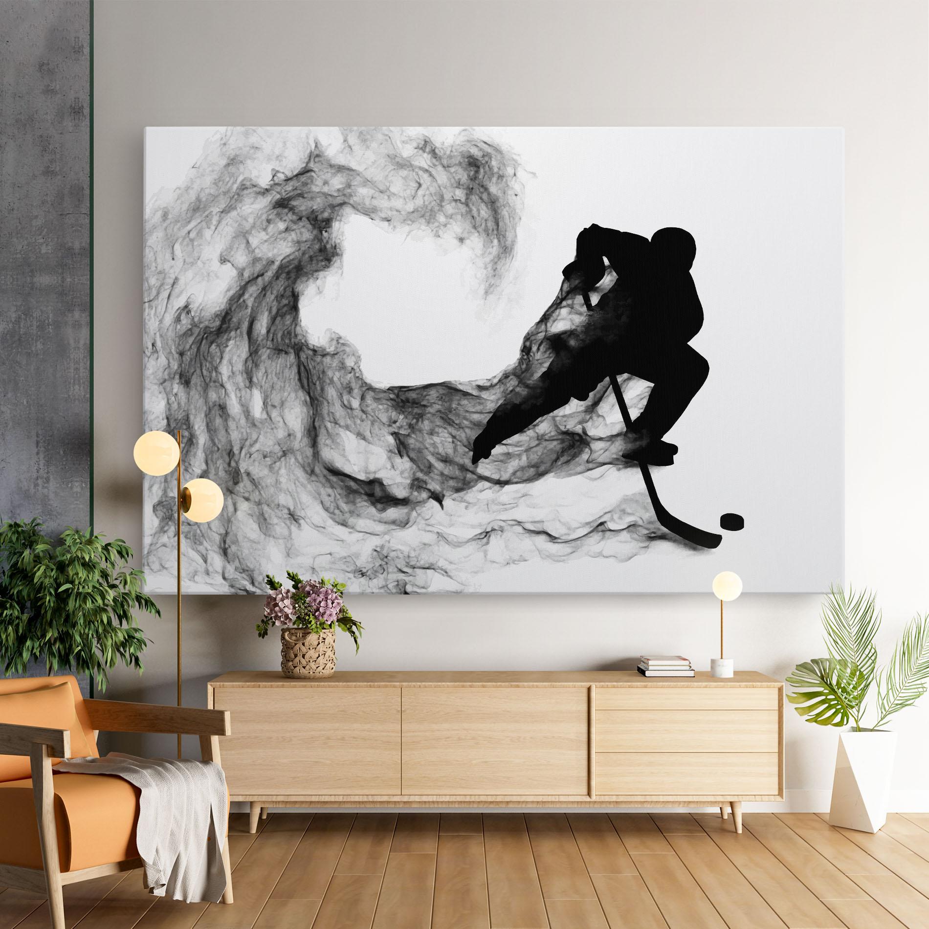 Vászonkép Black Smoke Hockey mockup 9
