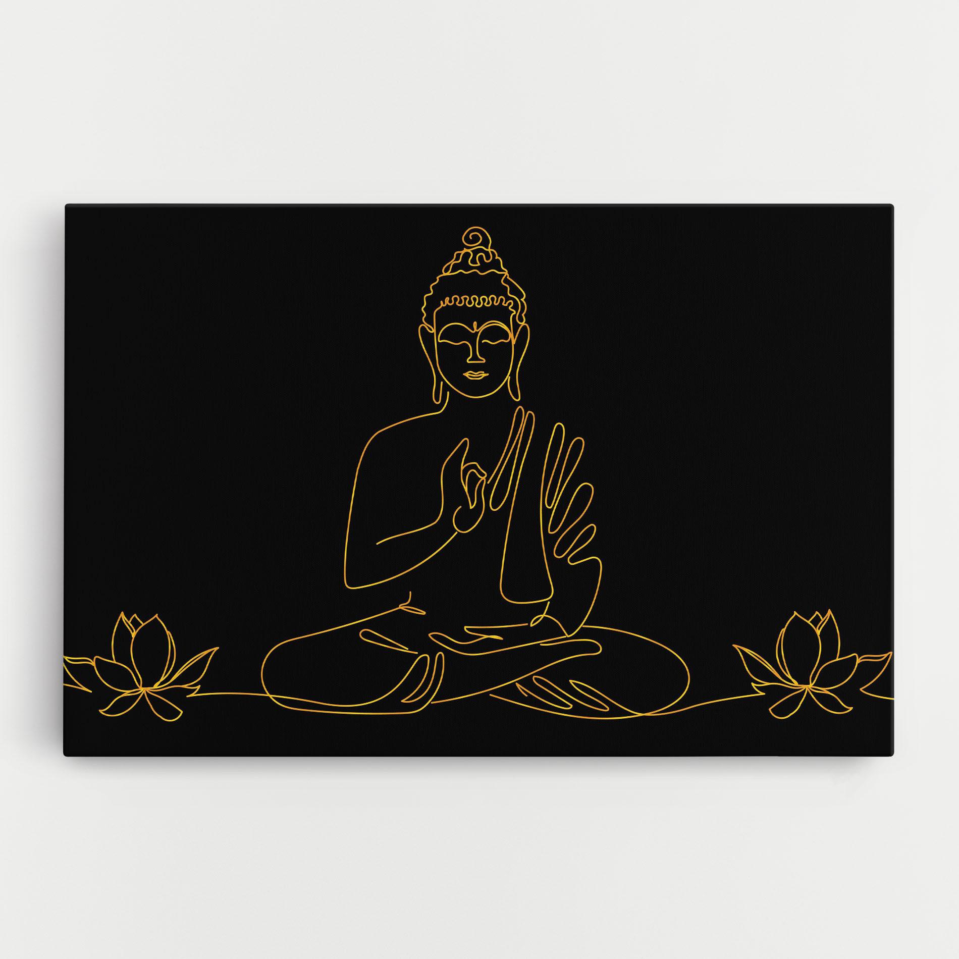 Vászonkép Buddha Gold Line mockup 0