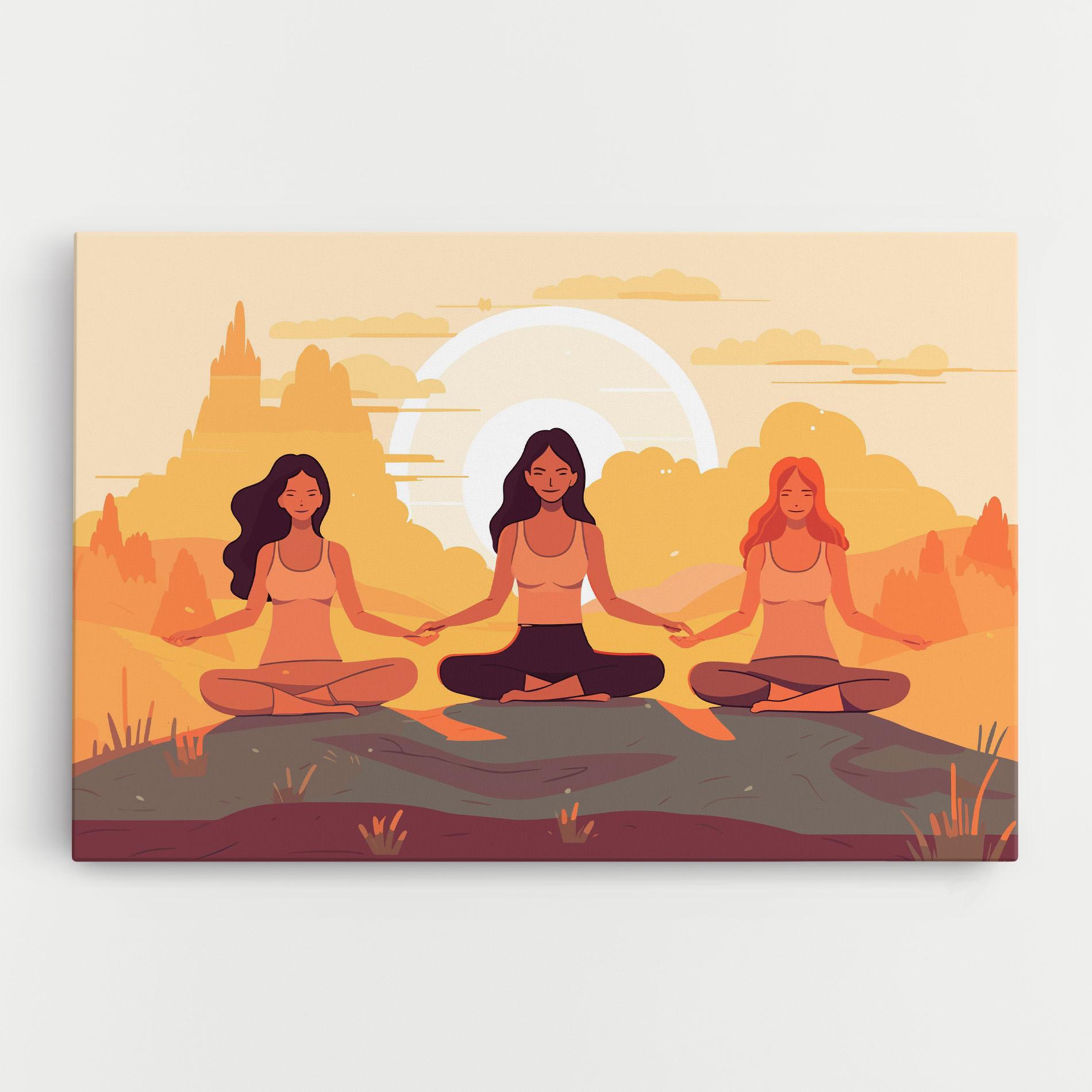 Vászonkép Three Yoga Girls mockup 0