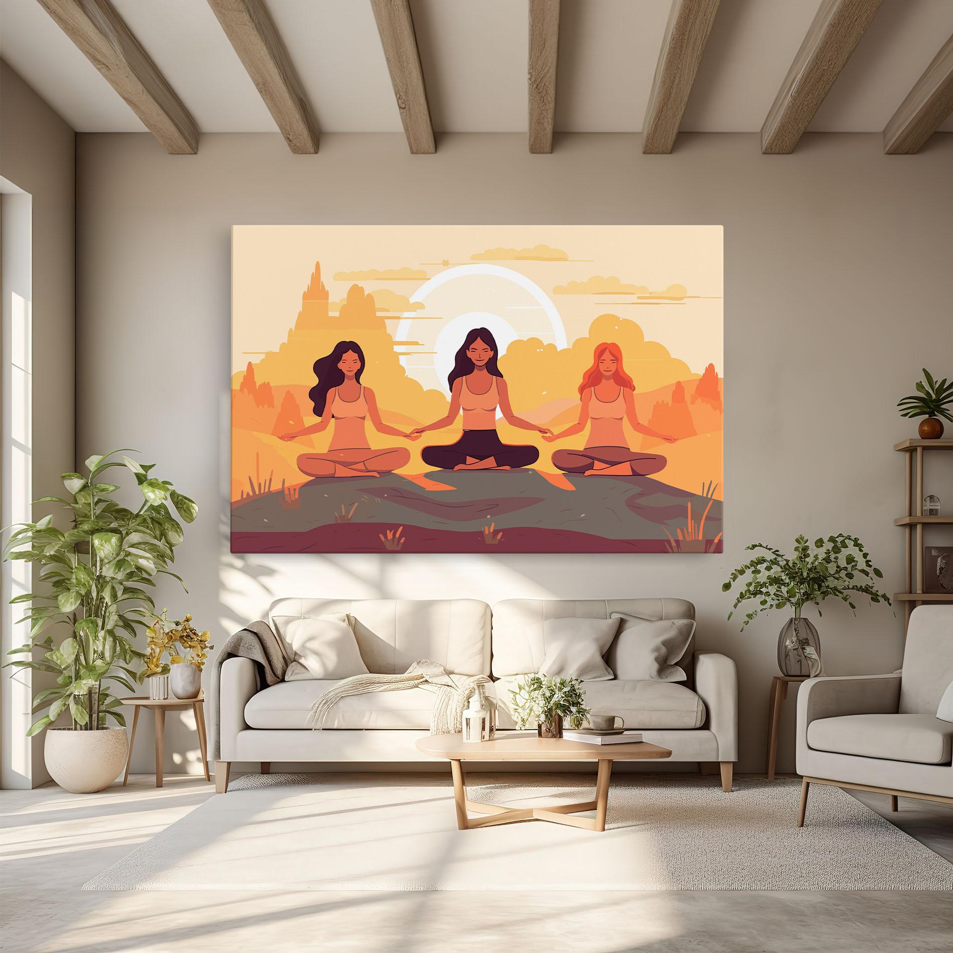 Vászonkép Three Yoga Girls mockup 6
