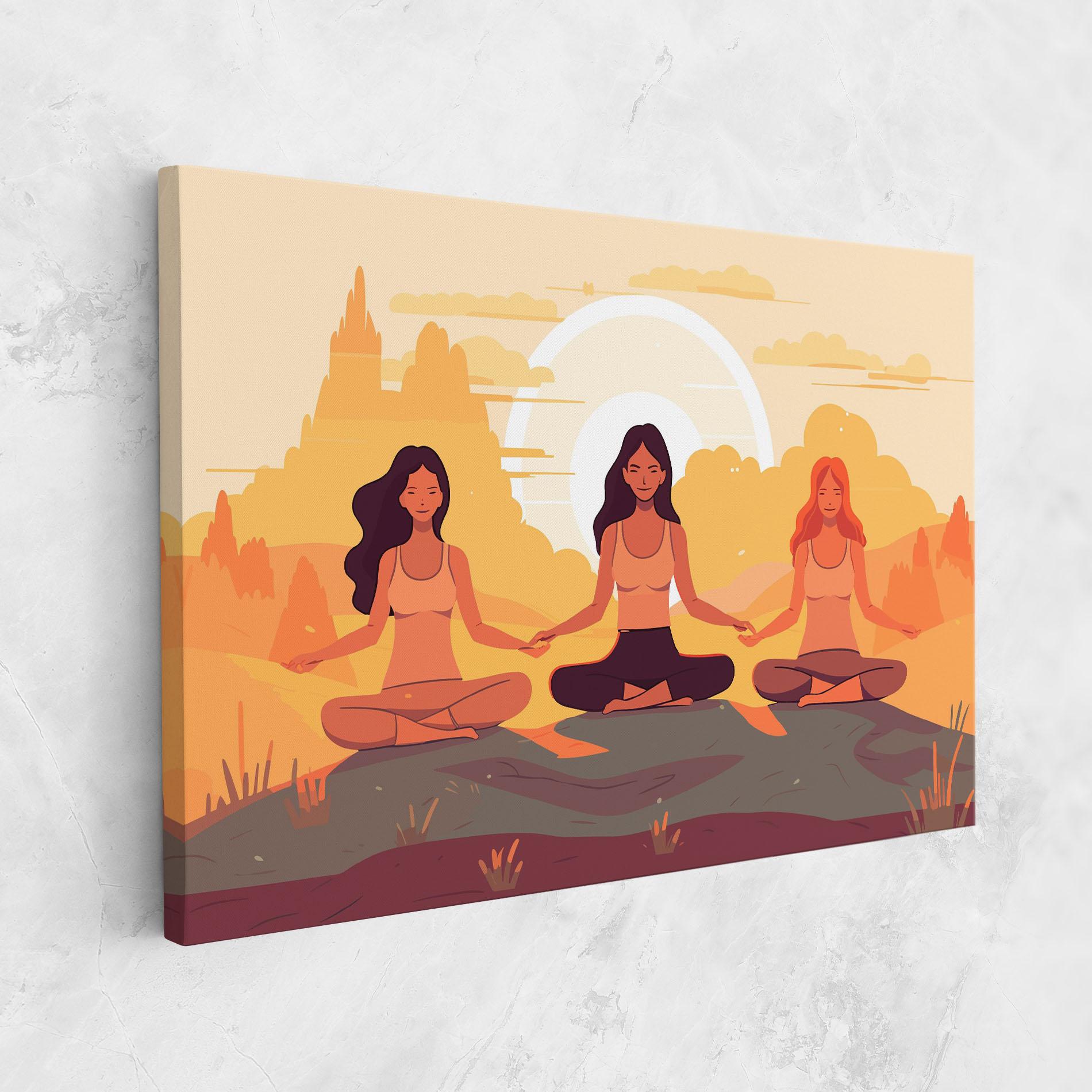 Vászonkép Three Yoga Girls mockup 1