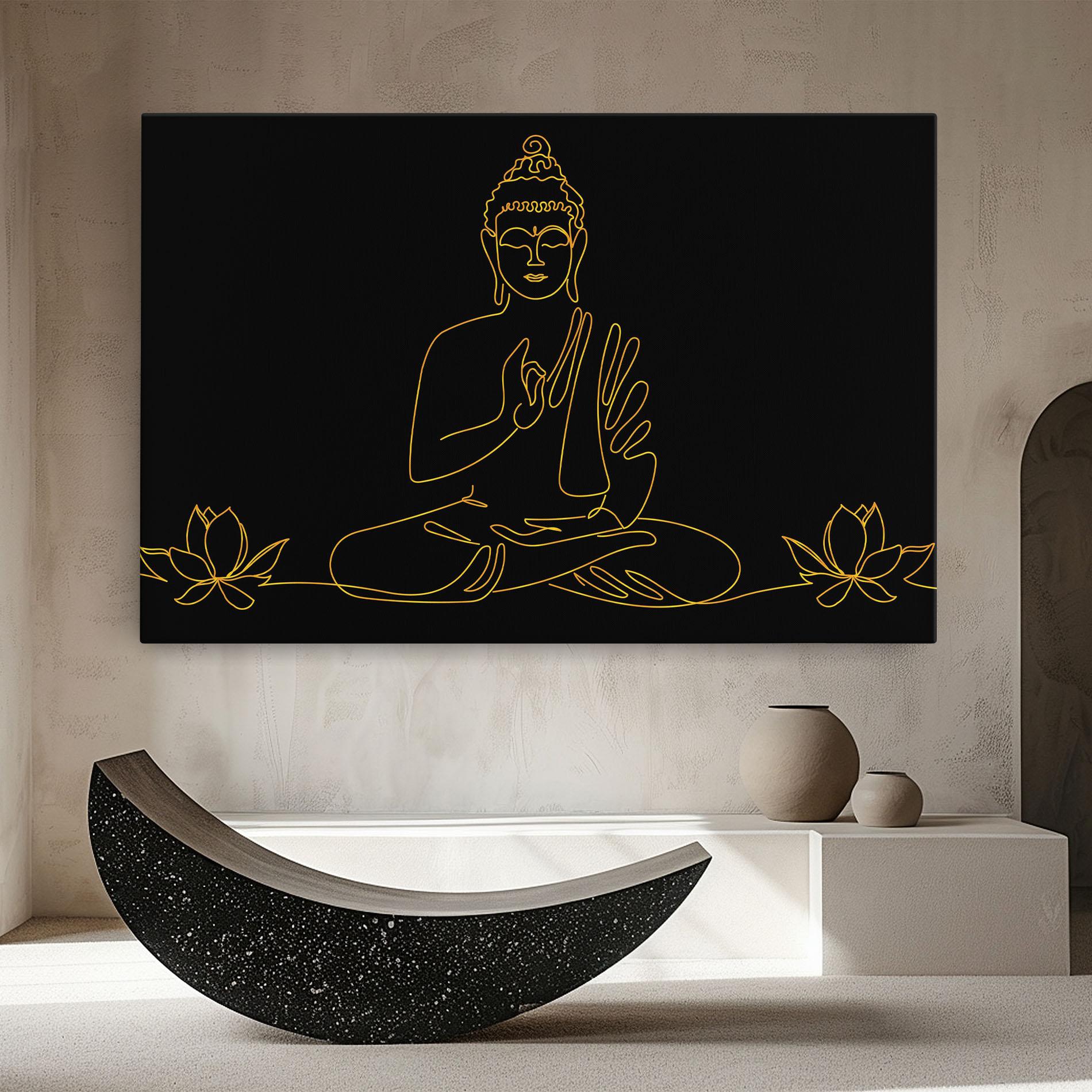 Vászonkép Buddha Gold Line mockup 8