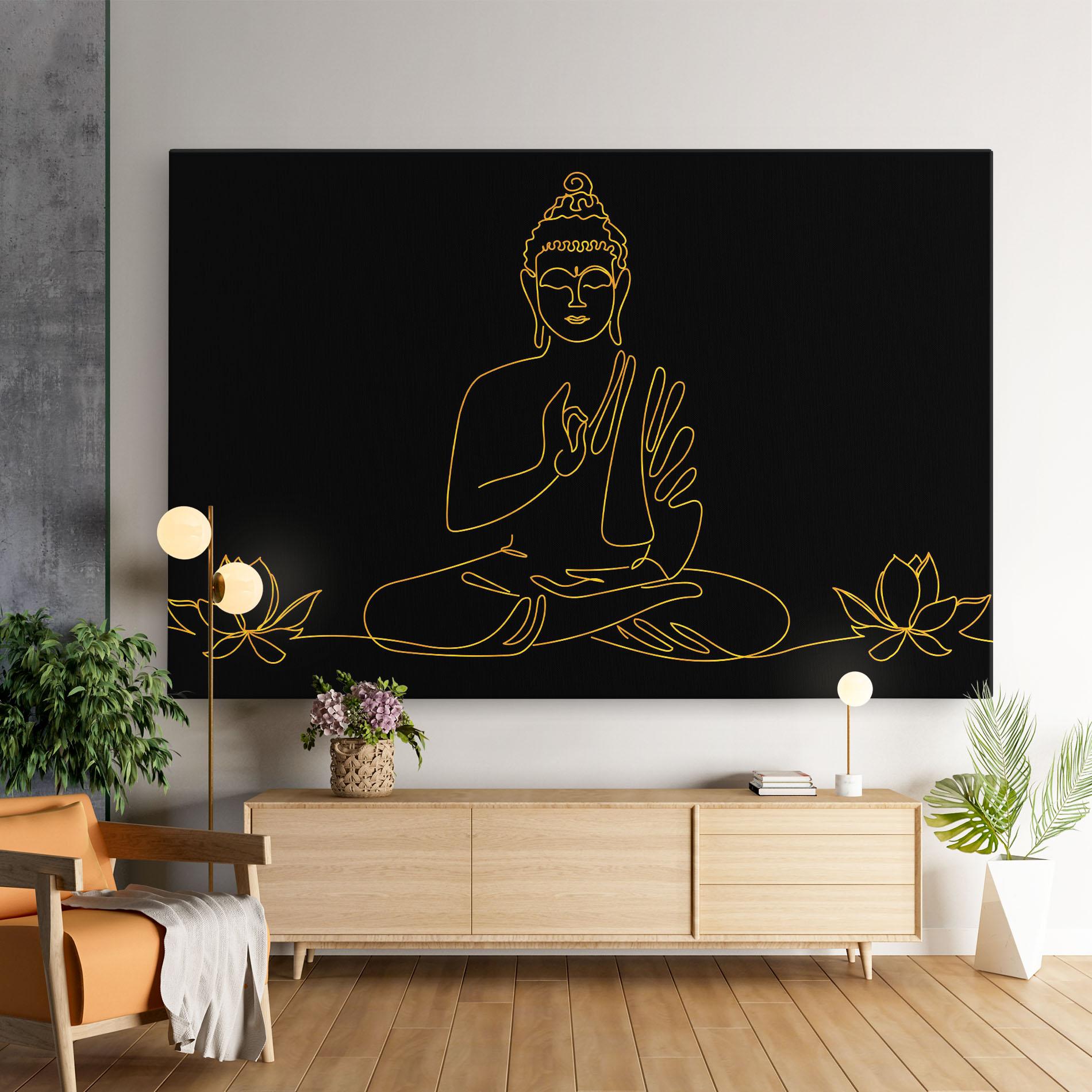 Vászonkép Buddha Gold Line mockup 9
