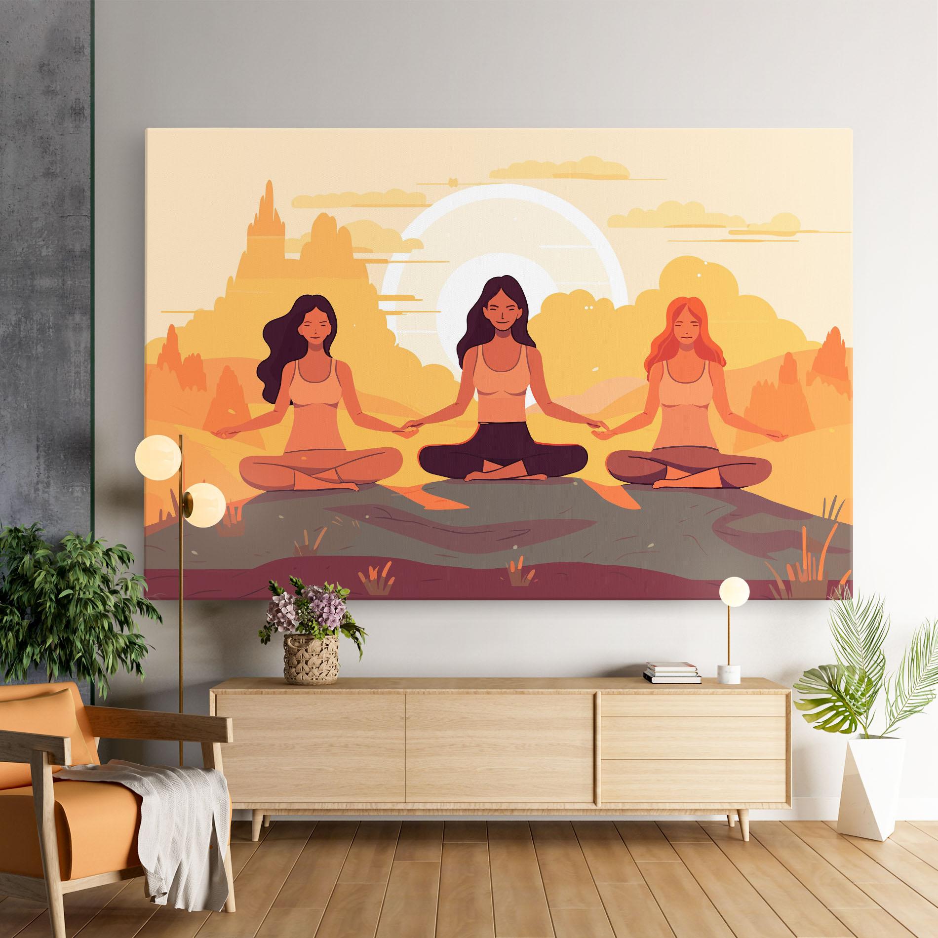 Vászonkép Three Yoga Girls mockup 9