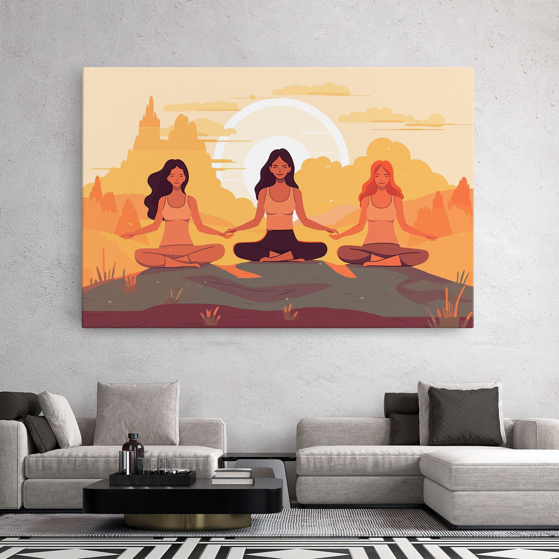 Vászonkép Three Yoga Girls mockup 2