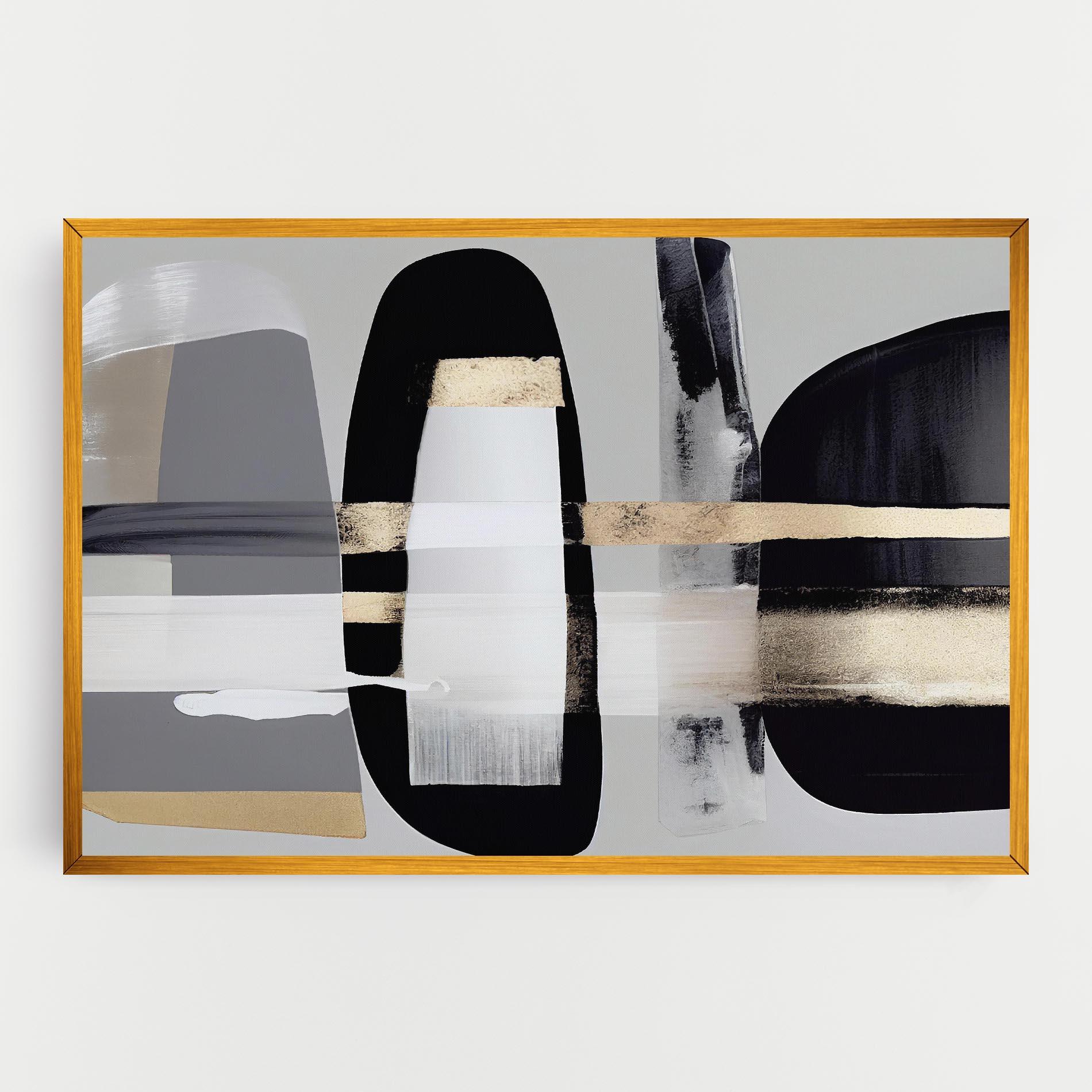 Vászonkép Abstract Gold Painting With Black mockup 0
