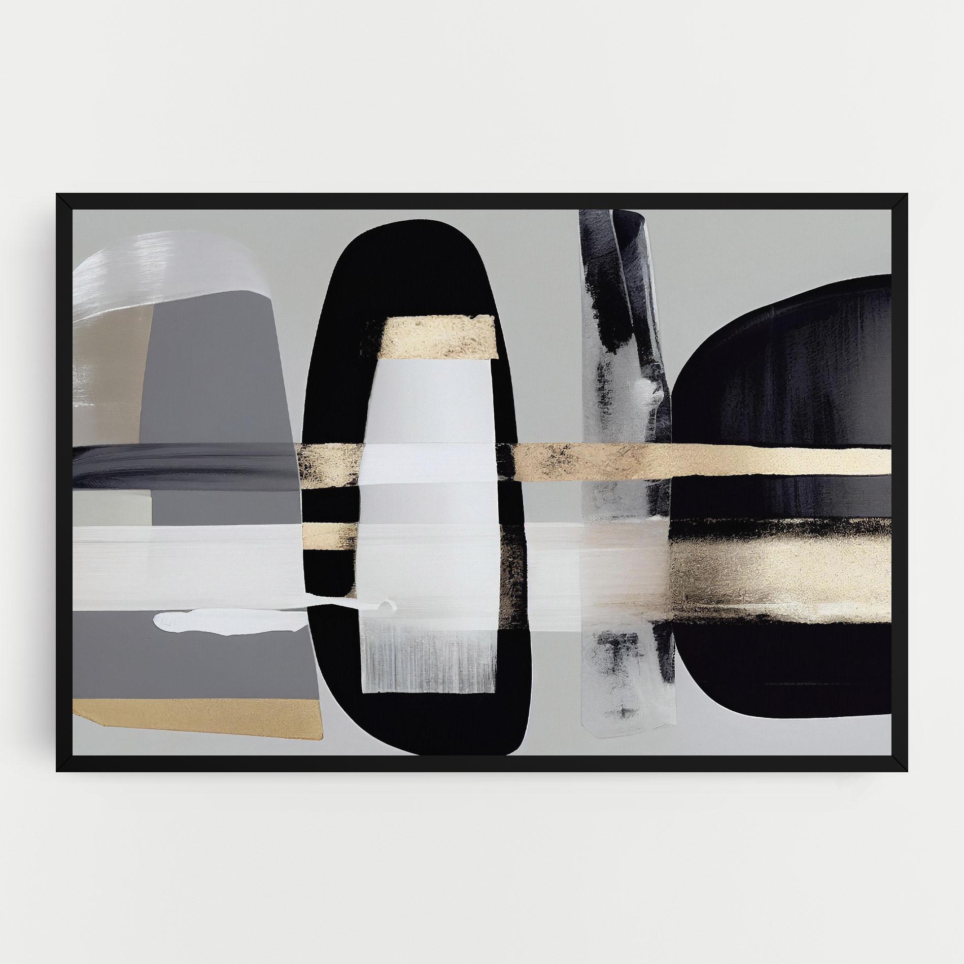 Vászonkép Abstract Gold Painting With Black mockup 0