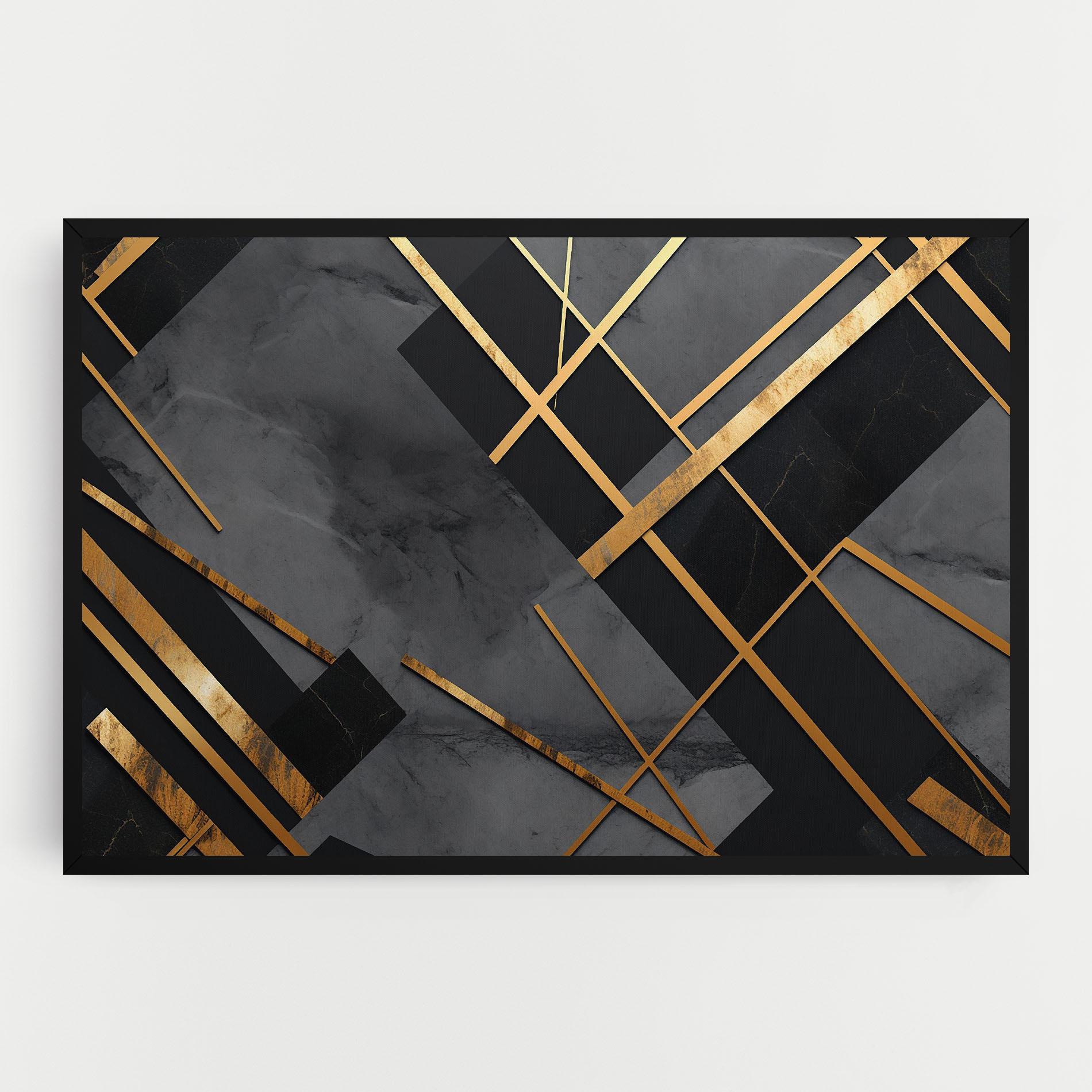 Vászonkép Grey Painting With Gold Lines mockup 0
