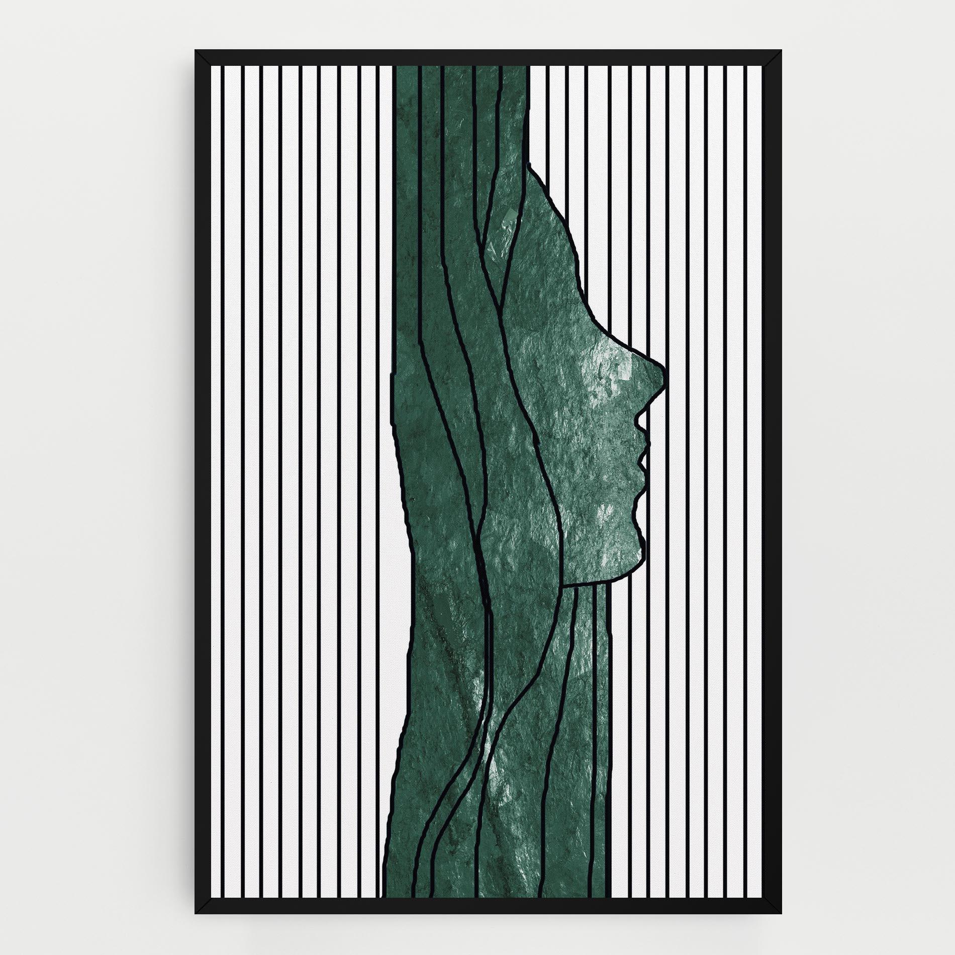 Vászonkép Abstract Green Face mockup 0