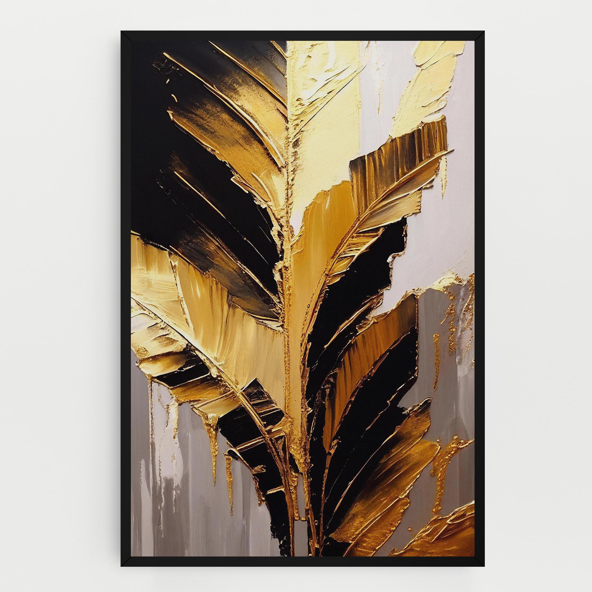 Vászonkép Balck With Gold Leafs mockup 0